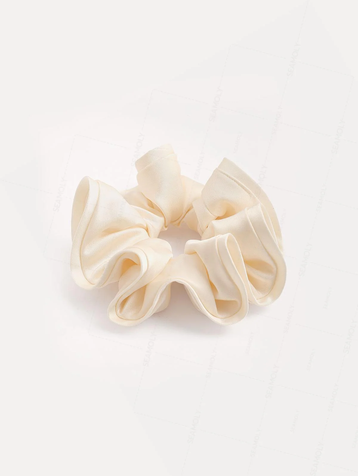 Satin Solid Color Flower Bud Shape Ruffled Large Hair Scrunchie - Image 3