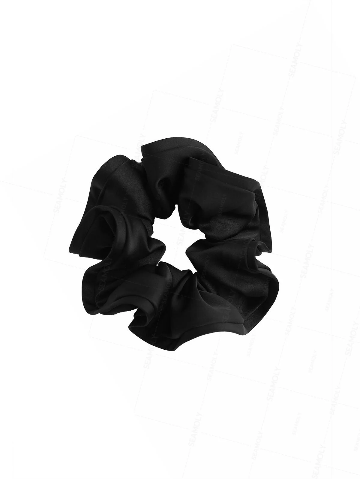 Satin Solid Color Flower Bud Shape Ruffled Large Hair Scrunchie - Image 5