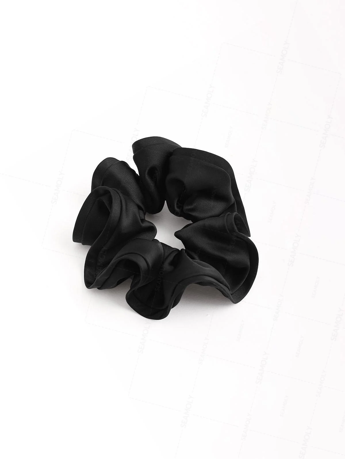 Satin Solid Color Flower Bud Shape Ruffled Large Hair Scrunchie - Image 6