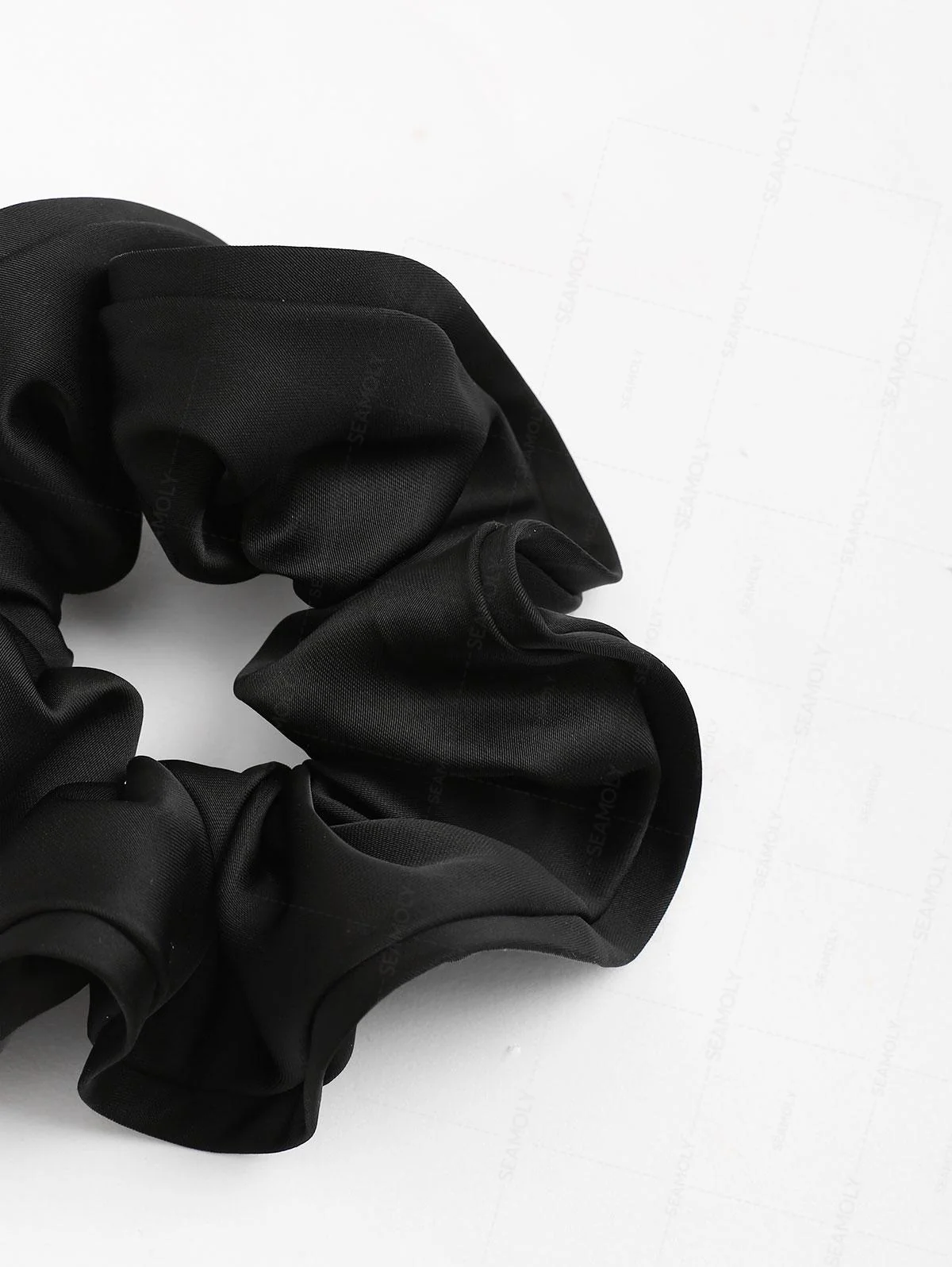 Satin Solid Color Flower Bud Shape Ruffled Large Hair Scrunchie - Image 7