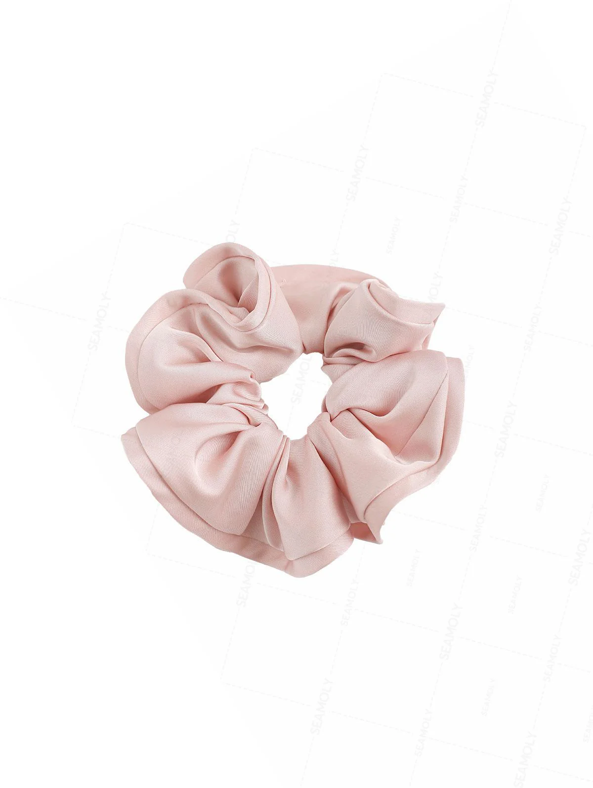 Satin Solid Color Flower Bud Shape Ruffled Large Hair Scrunchie - Image 8