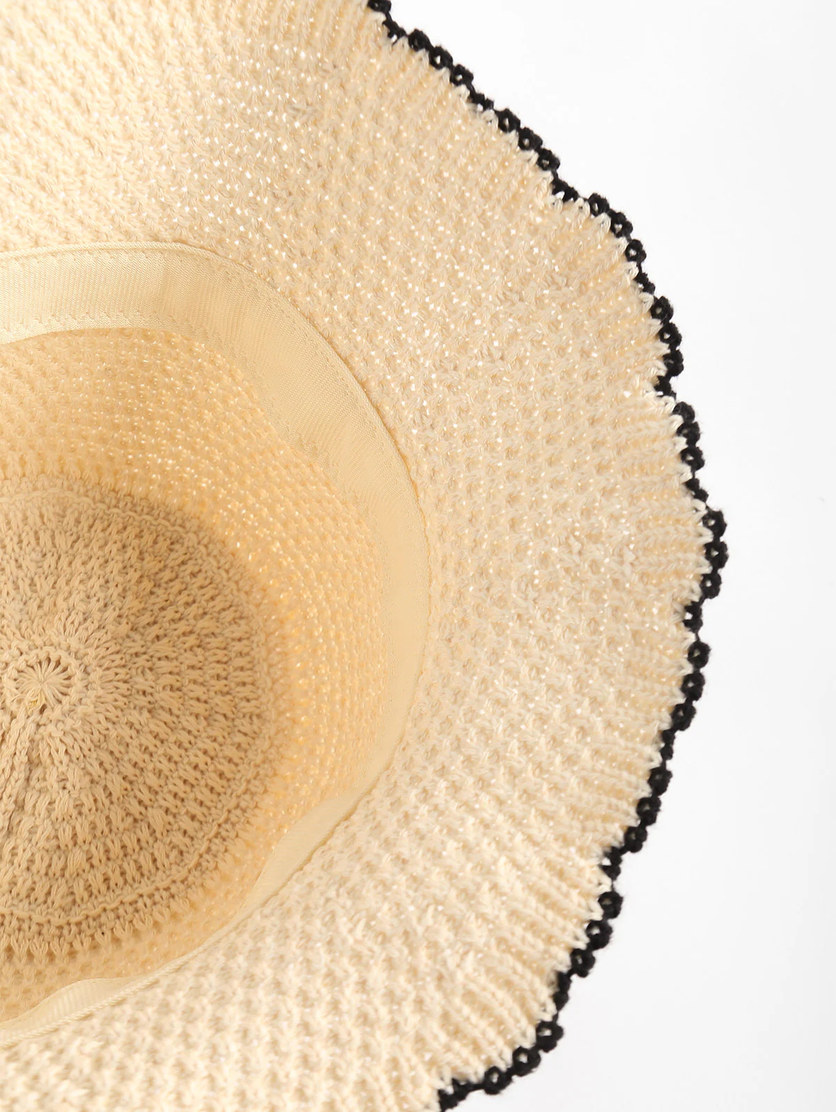 Vintage Scalloped Edge Beach Straw Bucket Hat - Image 5