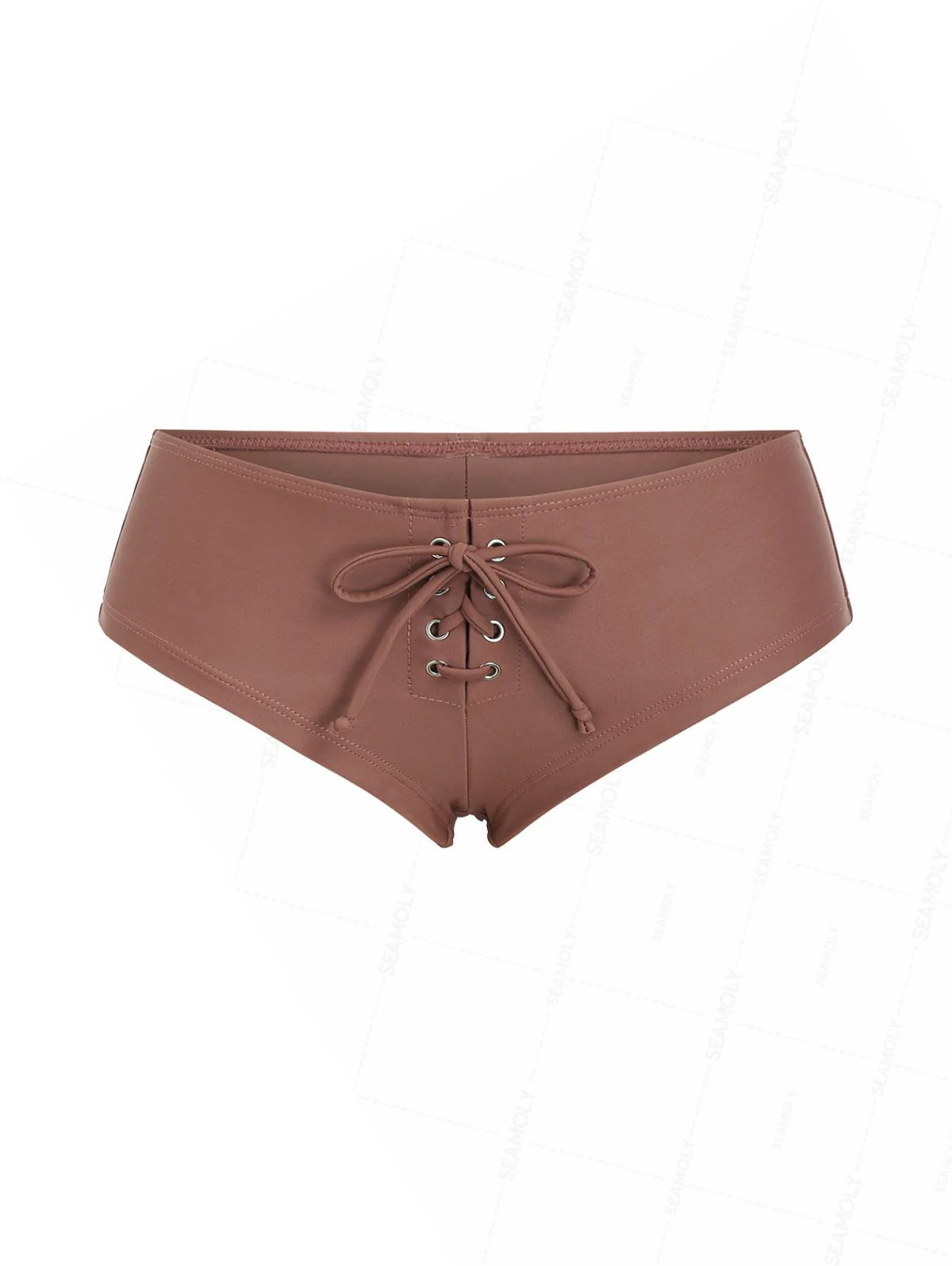 Seamolly 3 Piece Embroidered Scalloped Edge Triangle Cheeky Boyshort Bikini Set - Image 4