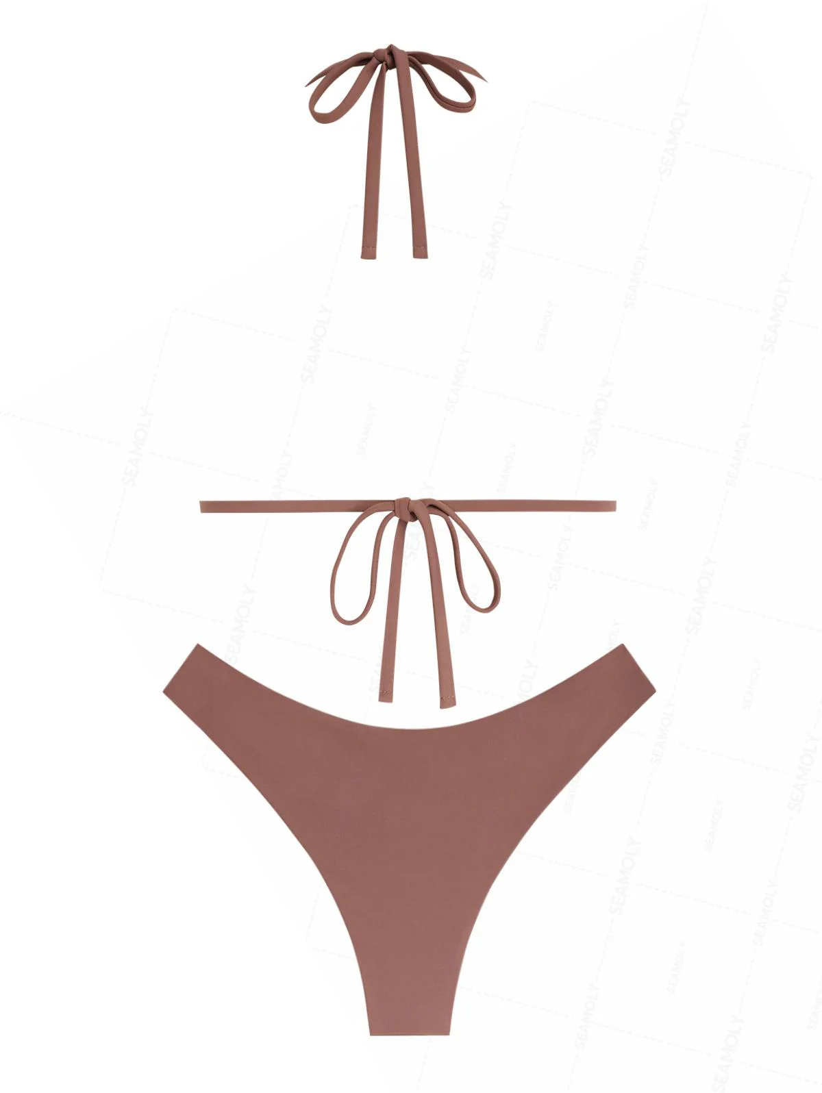 Seamolly 3 Piece Embroidered Scalloped Edge Triangle Cheeky Boyshort Bikini Set - Image 3