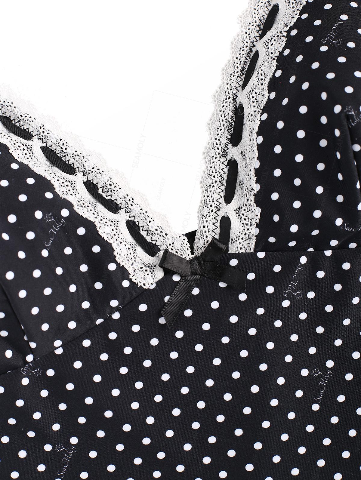 Seamolly Polka Dot Lace Tank Top & Full Coverage Bottom Tankini Set - Image 7
