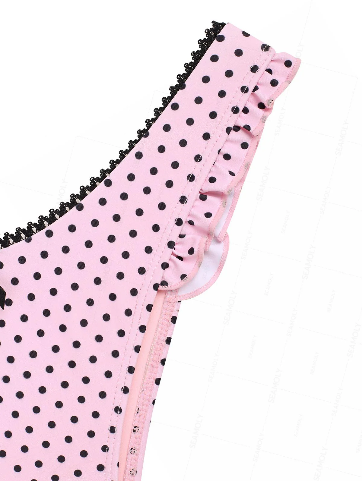 Seamolly 3 Piece Polka Dot Lace Ruffles Bowknot Triangle Cheeky Boyshort Bikini Set - Image 16