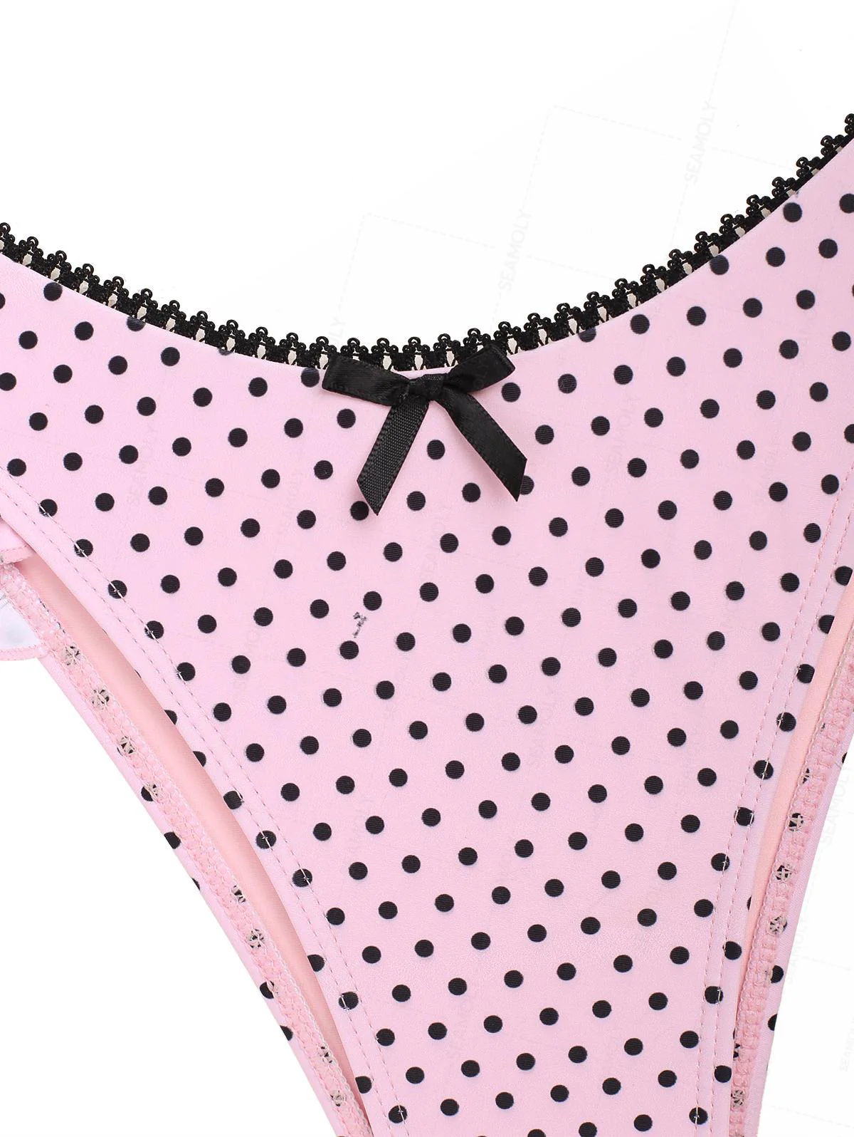 Seamolly 3 Piece Polka Dot Lace Ruffles Bowknot Triangle Cheeky Boyshort Bikini Set - Image 9