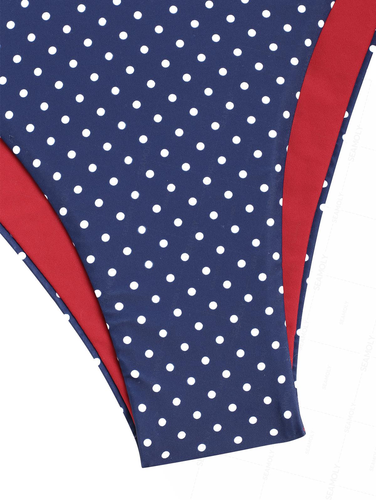 Seamolly 3 Piece Polka Dot Print O Ring Cheeky Boyshort Bikini Set for 4th of July - Image 11