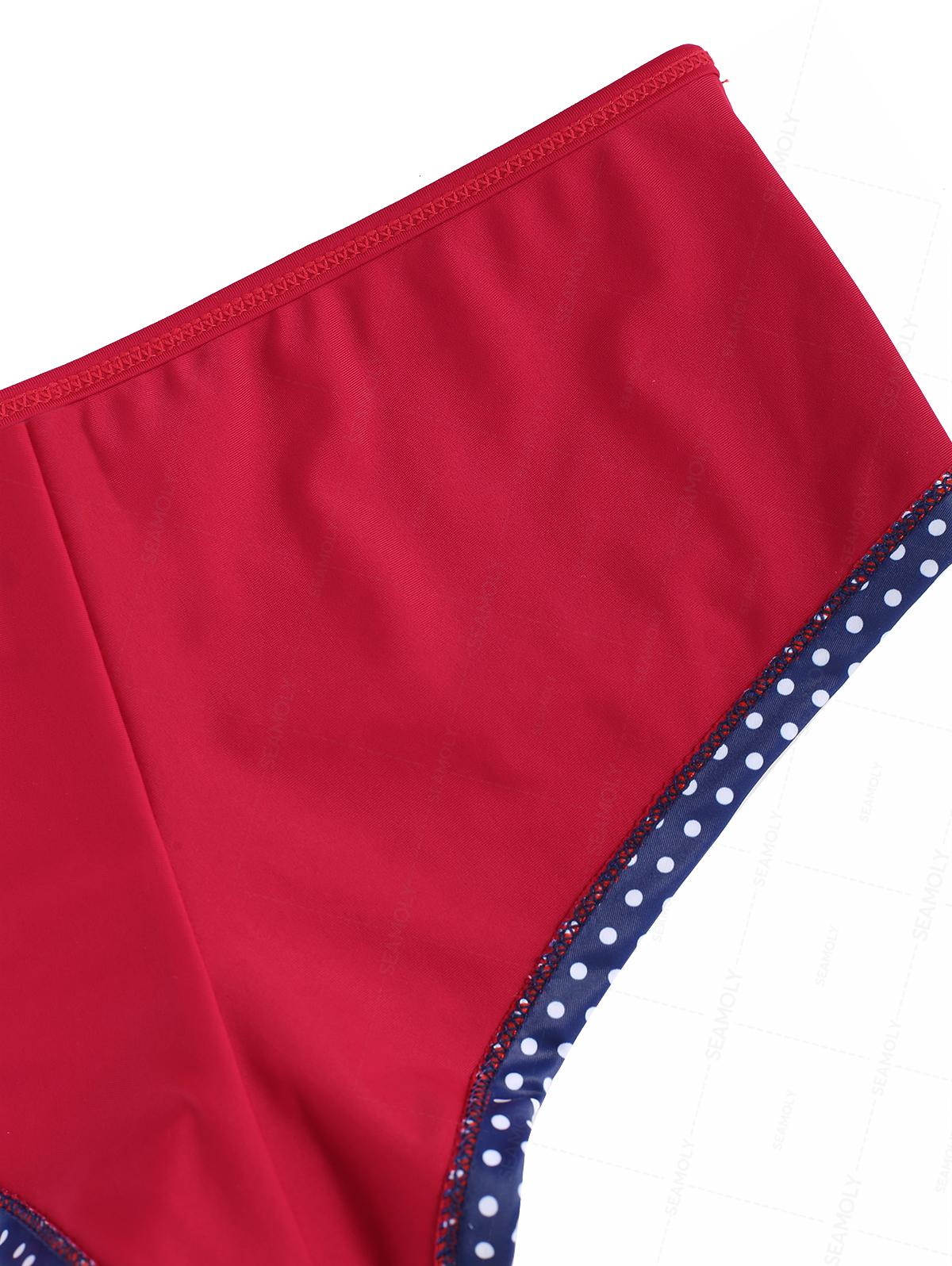 Seamolly 3 Piece Contrast Binding Polka Dot Triangle Cheeky Boyshort Bikini Set for 4th of July - Image 16