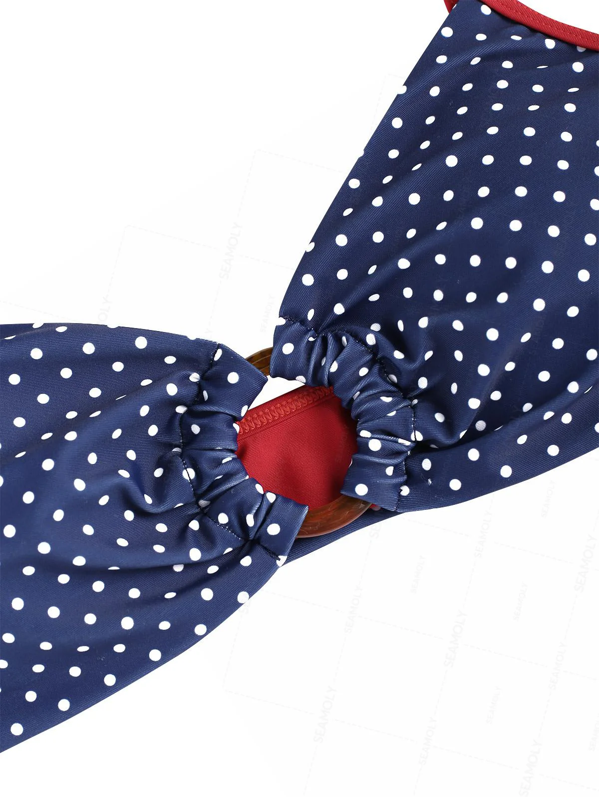 Seamolly 3 Piece Polka Dot Print O Ring Cheeky Boyshort Bikini Set for 4th of July - Image 8