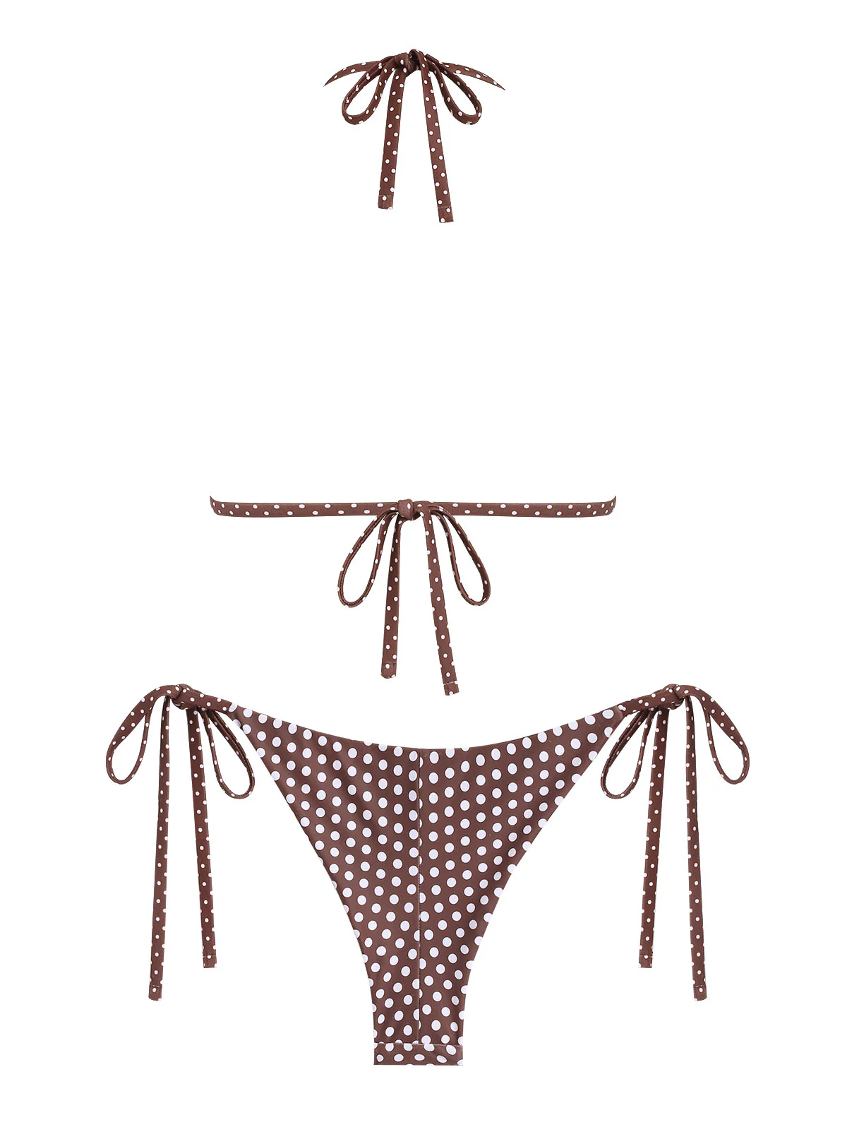Seamolly 3 Piece Polka Dot Ruffles Triangle Brazilian Cheeky Boyshort Bikini Set - Image 3