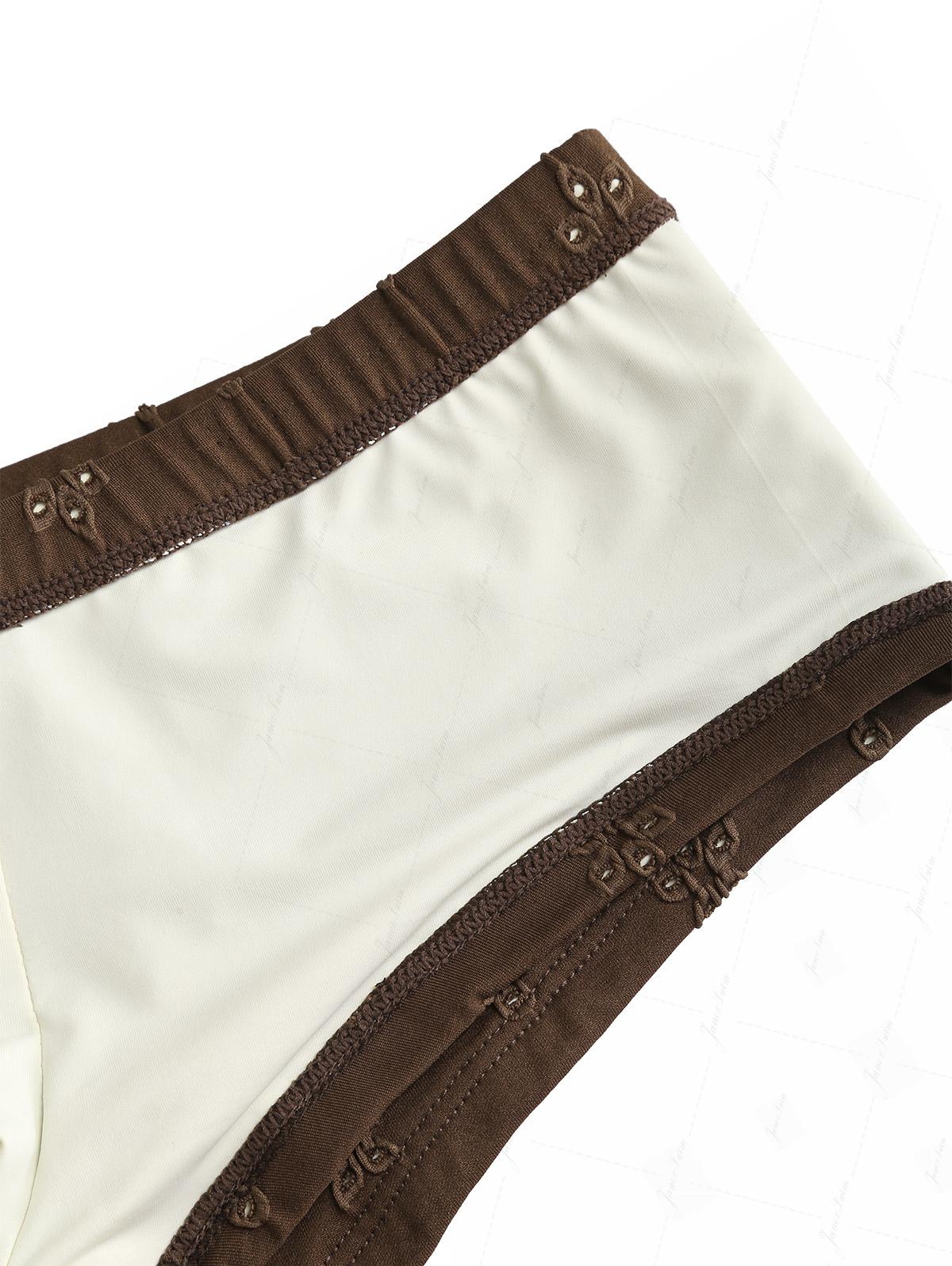 Seamolly 3 Piece Recycled Fabric Jacquard Contrast Binding Cheeky Boyshort Bikini Set - Image 11
