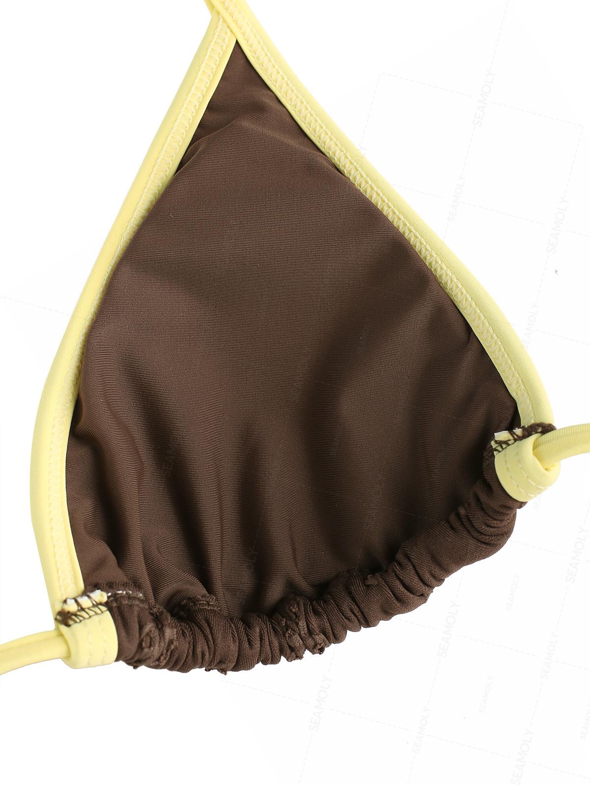 Seamolly 3 Piece Recycled Fabric Jacquard Contrast Binding Cheeky Boyshort Bikini Set - Image 5