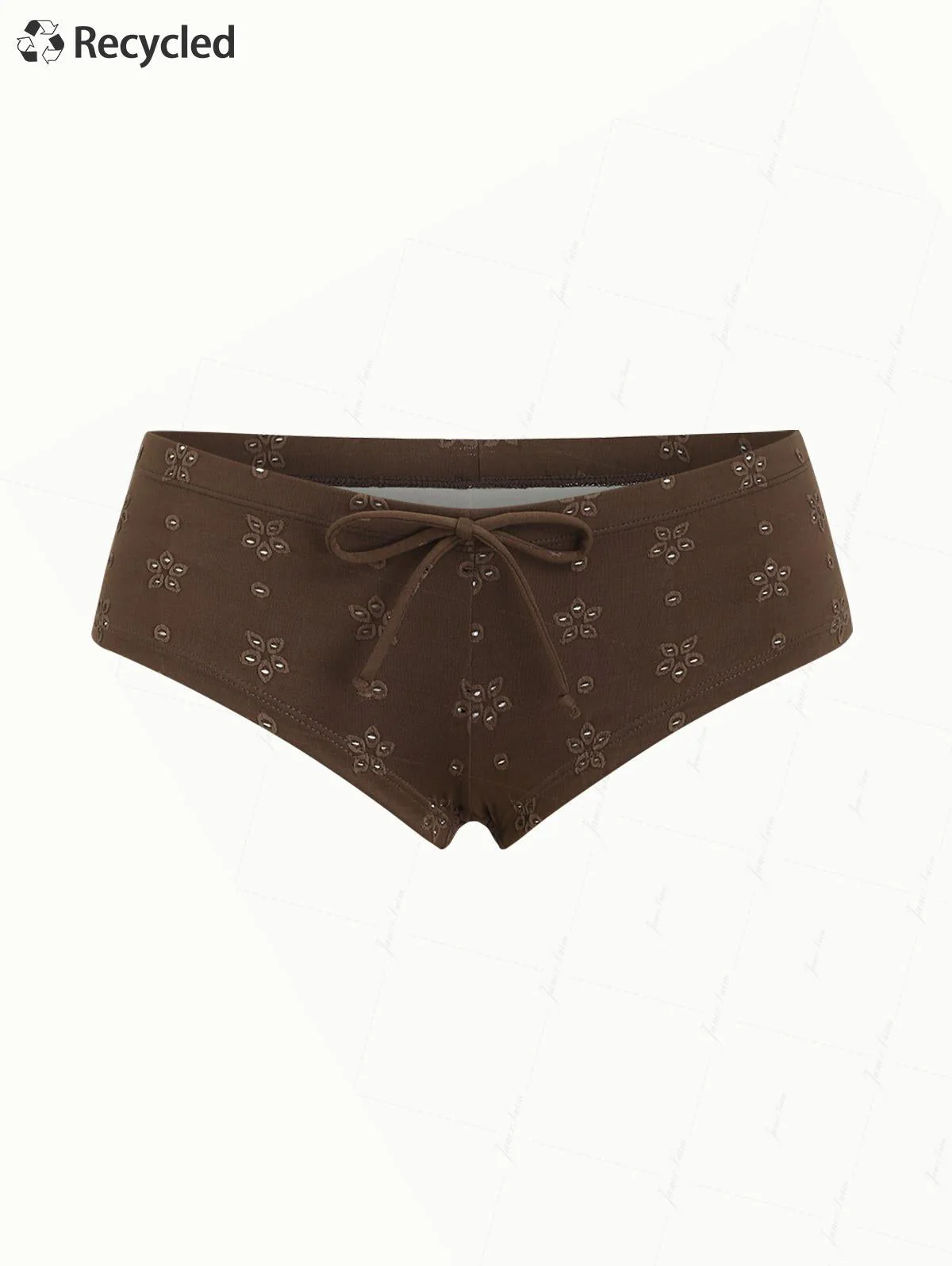 Seamolly 3 Piece Recycled Fabric Jacquard Contrast Binding Cheeky Boyshort Bikini Set - Image 7