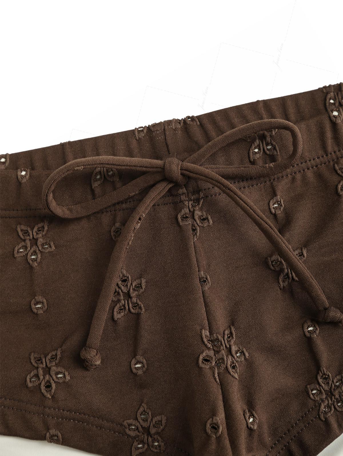 Seamolly 3 Piece Recycled Fabric Jacquard Contrast Binding Cheeky Boyshort Bikini Set - Image 9