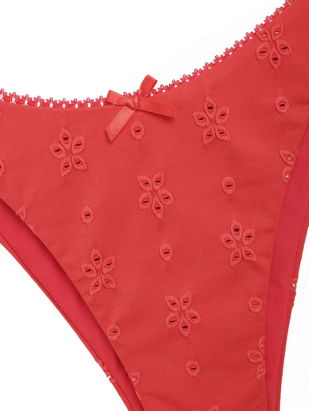 Seamolly Recycled Fabric Floral Jacquard Lace Trim Halter Triangle Cheeky Bikini Set - Image 12