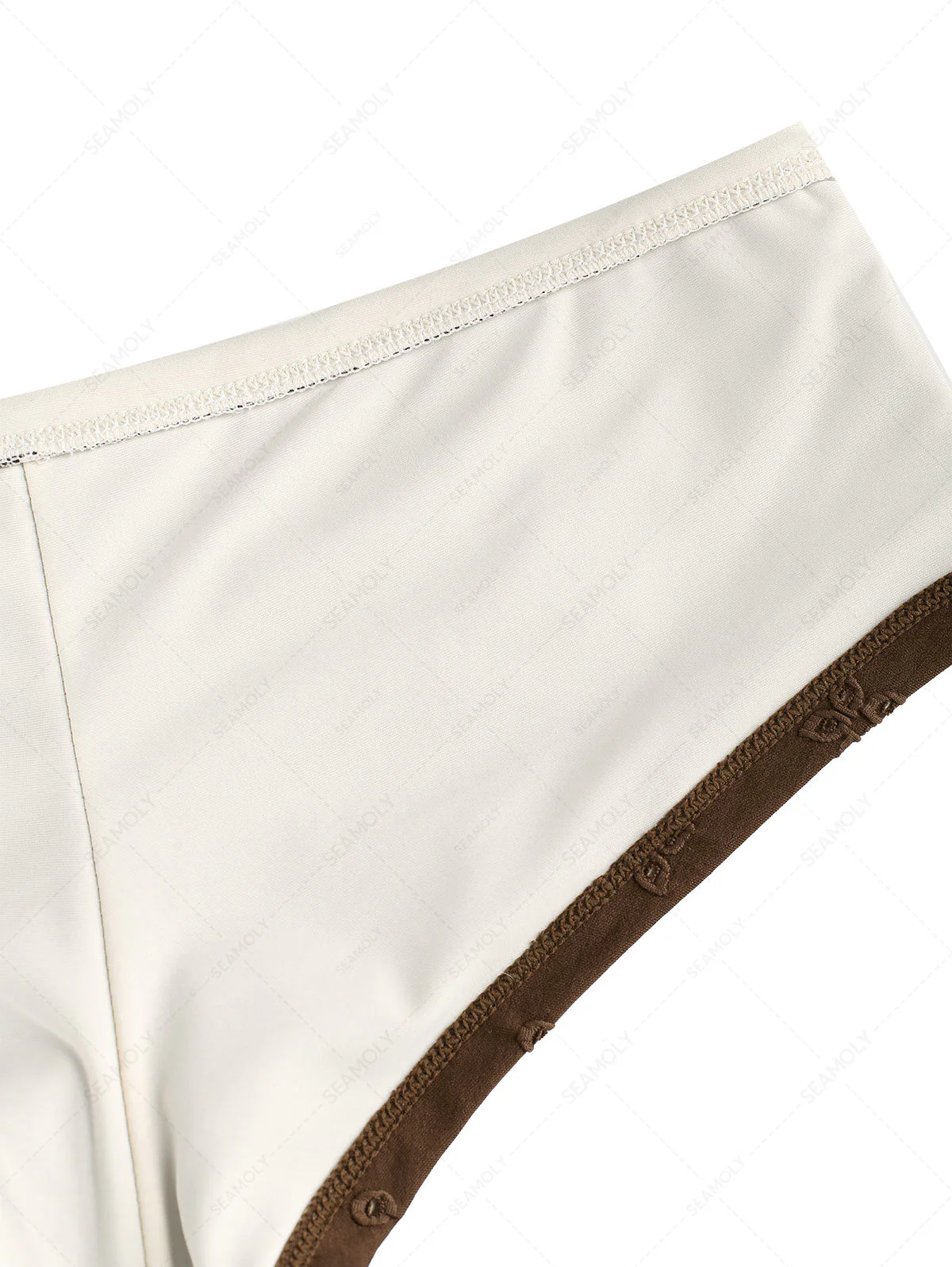 Seamolly Recycled Fabric Eyelet Jacquard Foldover Bikini Bottom Cheeky Swim Boyshorts - Image 7
