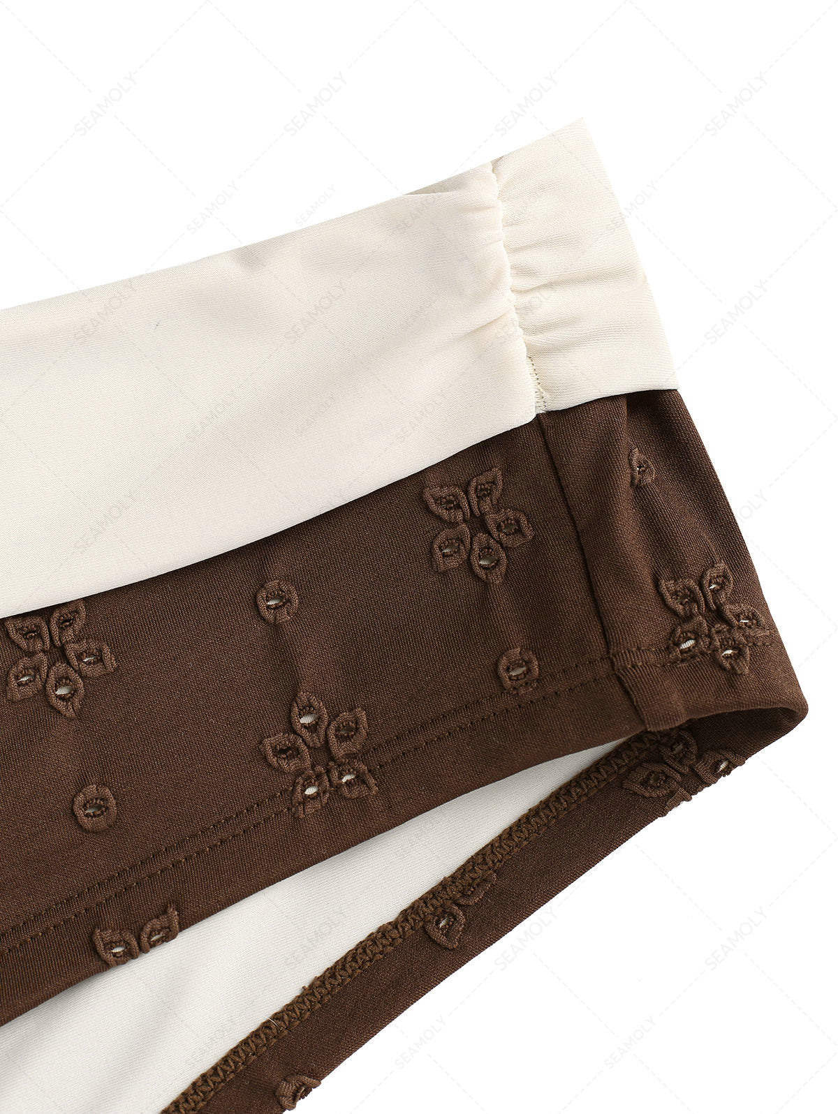 Seamolly Recycled Fabric Eyelet Jacquard Foldover Bikini Bottom Cheeky Swim Boyshorts - Image 9