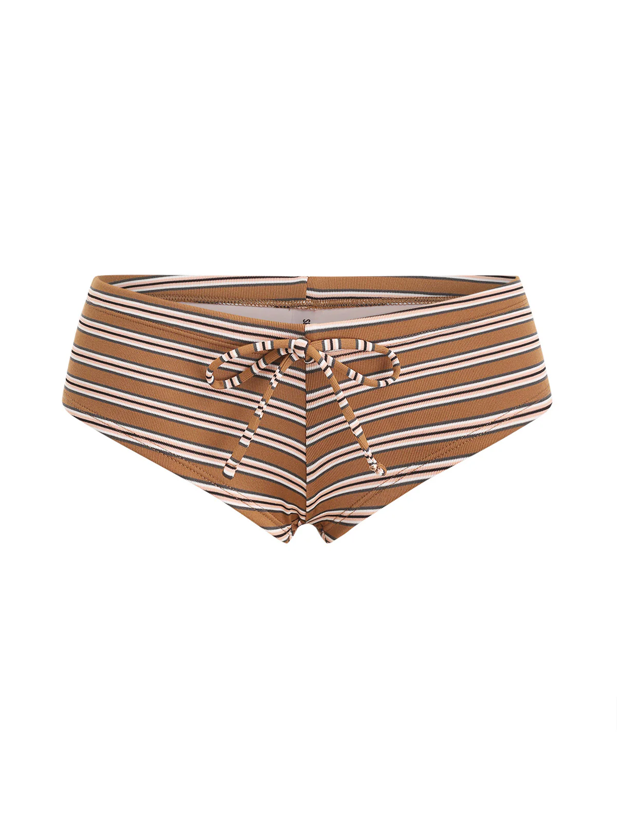 Seamolly 3 Piece Striped Halter Triangle Brazilian Cheeky Boyshort Bikini Set - Image 8