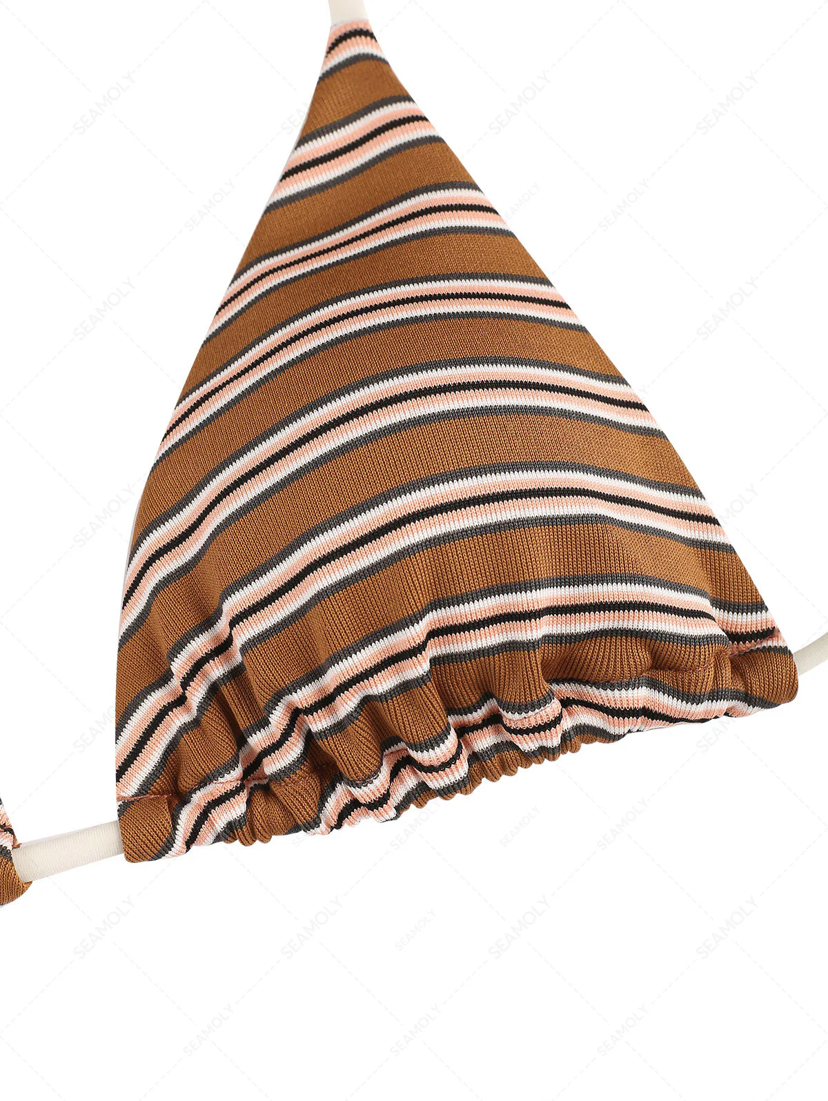 Seamolly 3 Piece Striped Halter Triangle Brazilian Cheeky Boyshort Bikini Set - Image 4