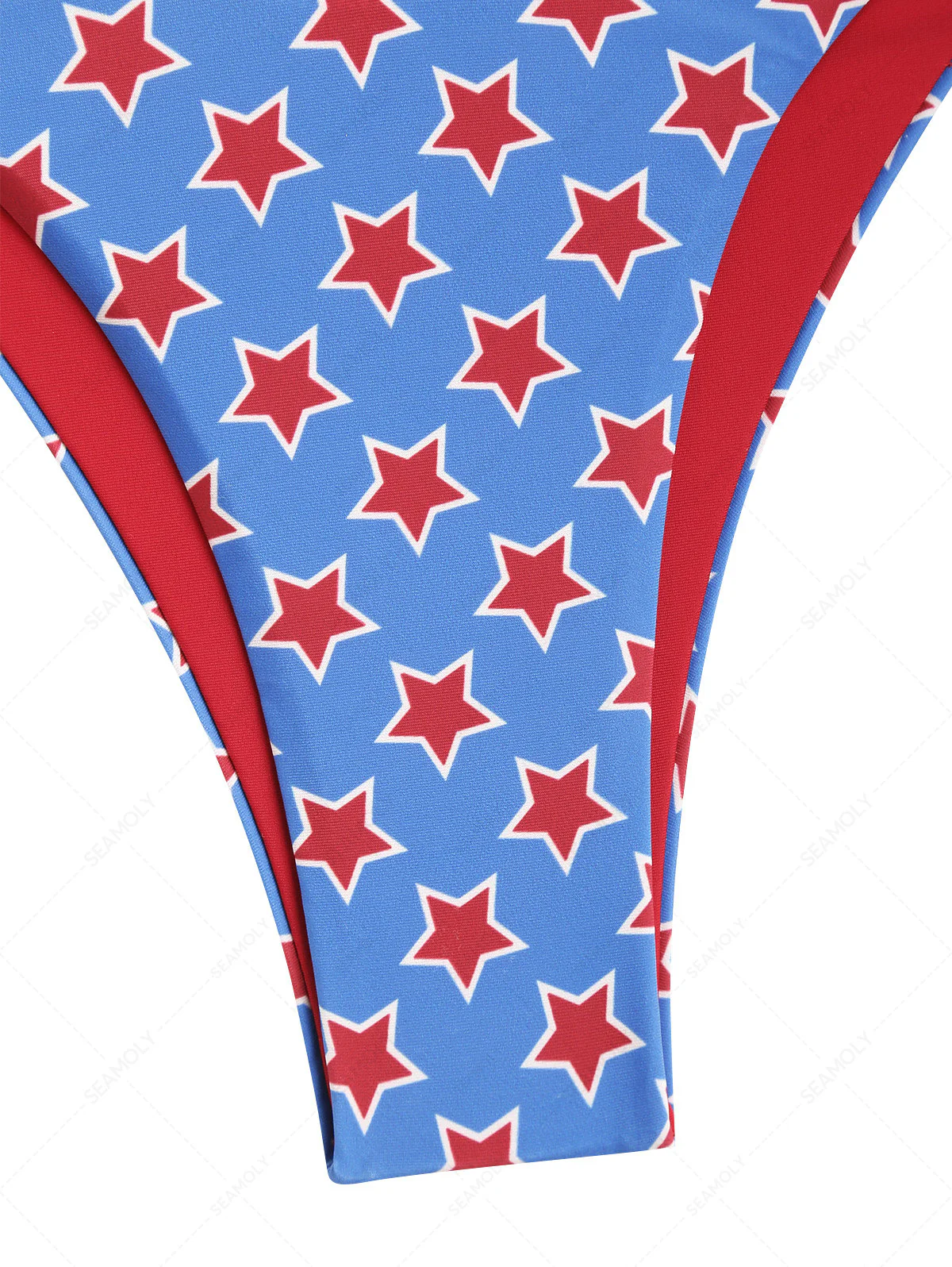 Seamolly Contrast Color Stars Print O Ring Double Layer Bikini Set for 4th of July - Image 6