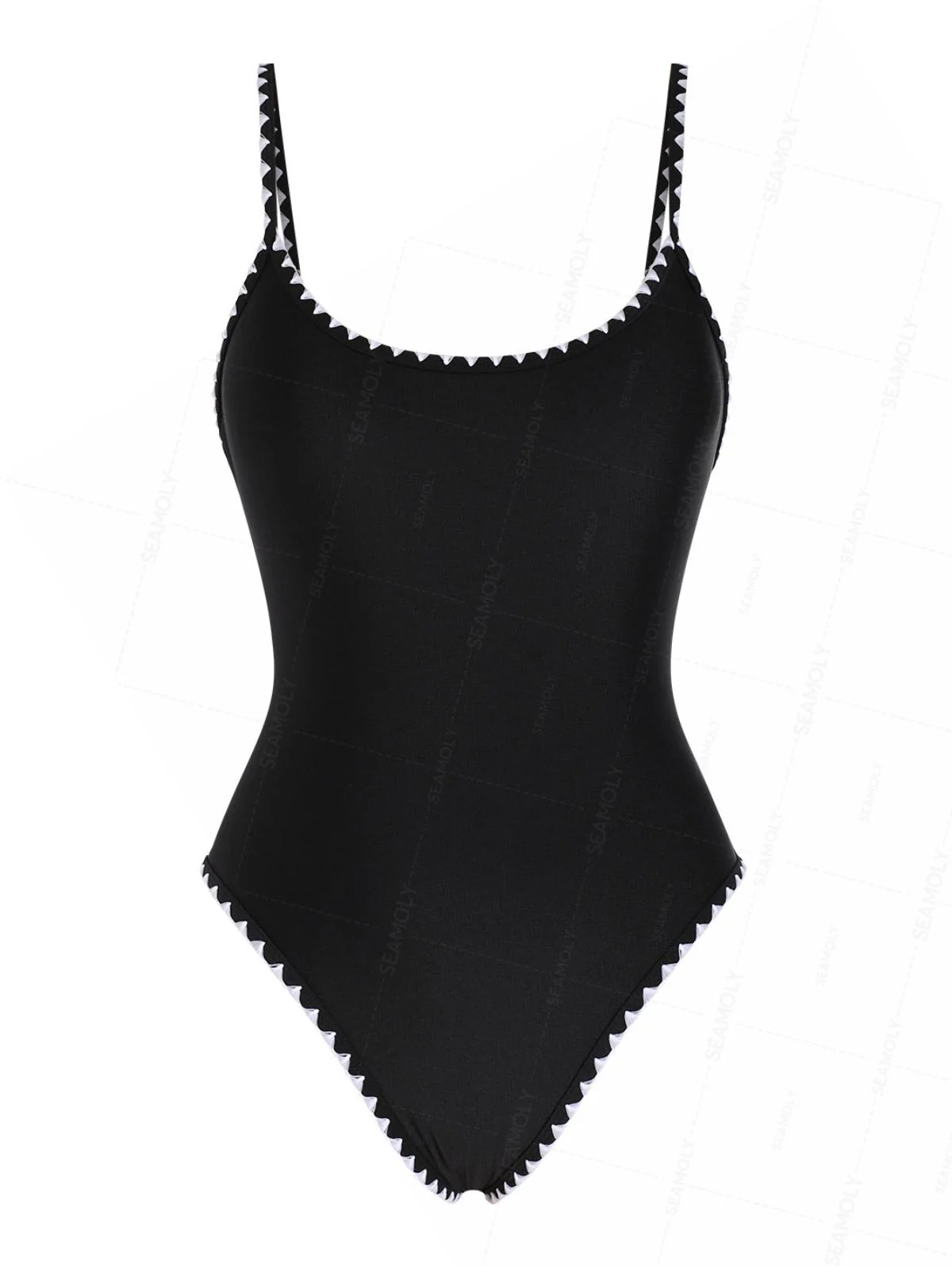 Seamolly Contrast Color Whip Stitching One-piece Swimsuit - Image 2
