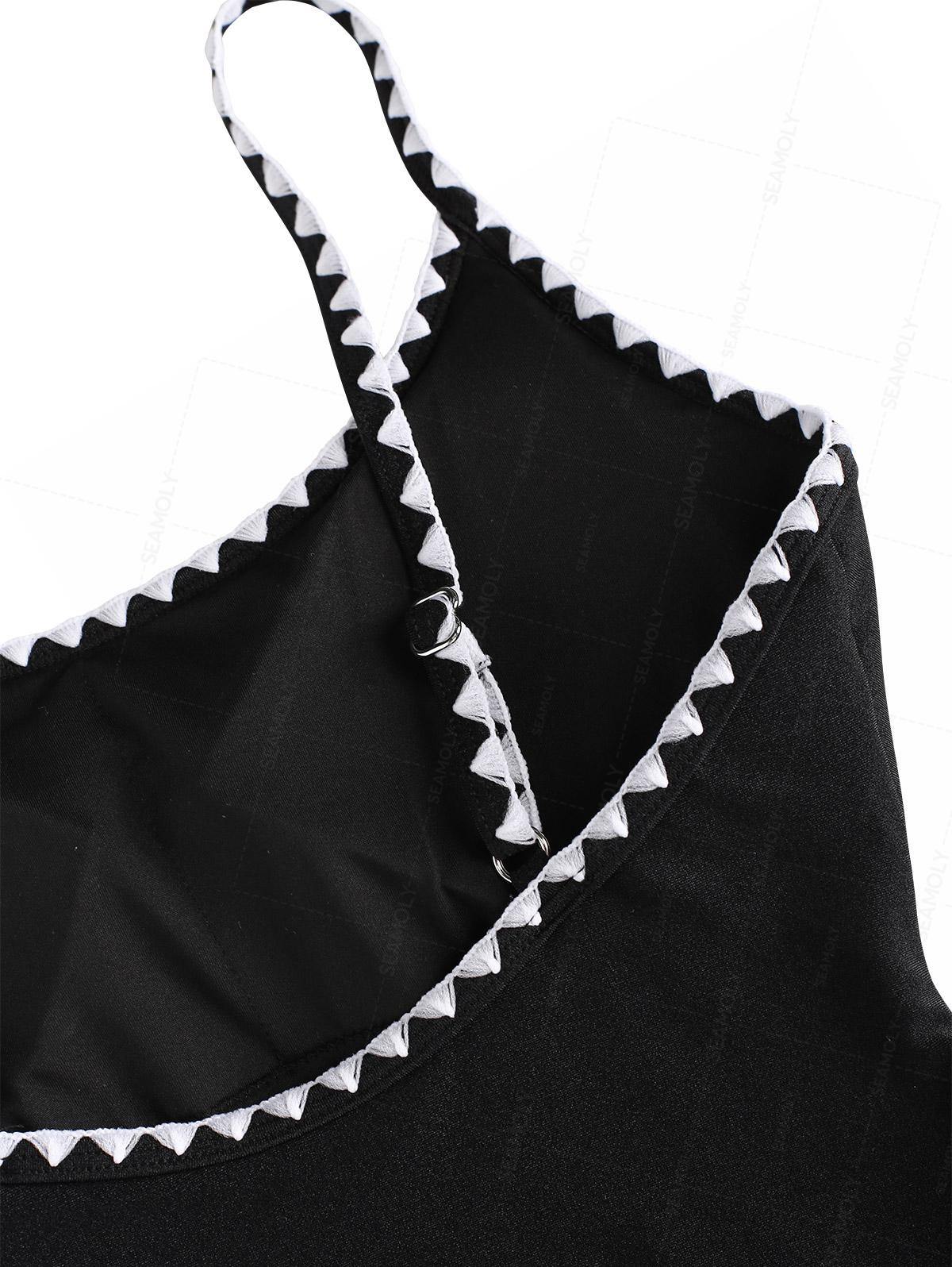 Seamolly Contrast Color Whip Stitching One-piece Swimsuit - Image 8