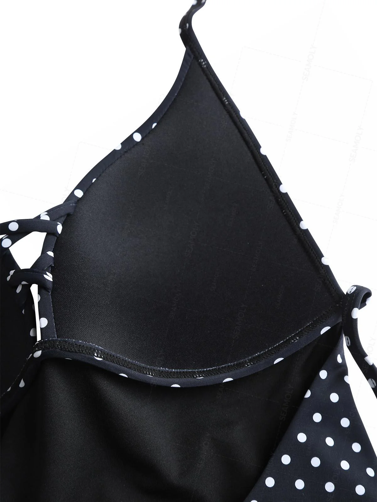 Seamolly 1950s Pin-Up Inspired Vintage Polka Dot Open Back Halter One-piece Swimsuit - Image 7