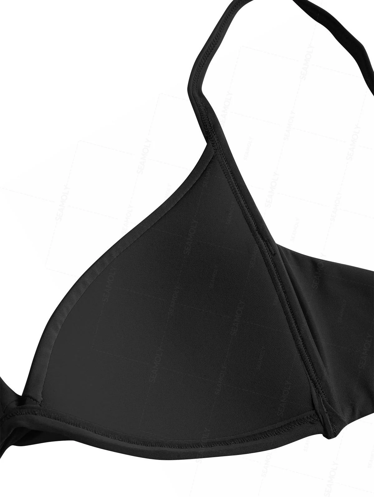 Seamolly Black Color Crisscross Twisted Ruched Gathering & Support Triangle Bikini Set - Image 4