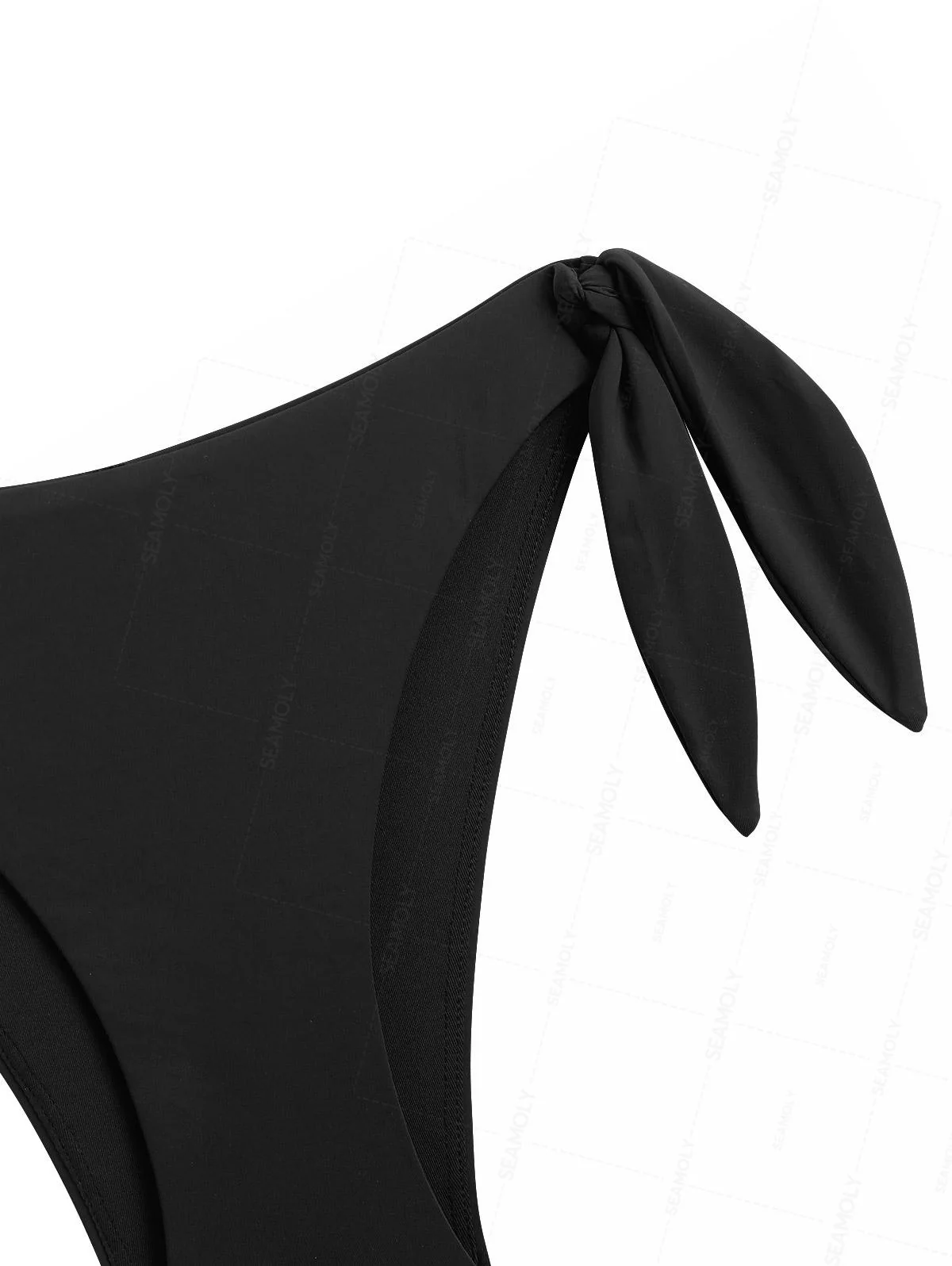 Seamolly Black Color Crisscross Twisted Ruched Gathering & Support Triangle Bikini Set - Image 5