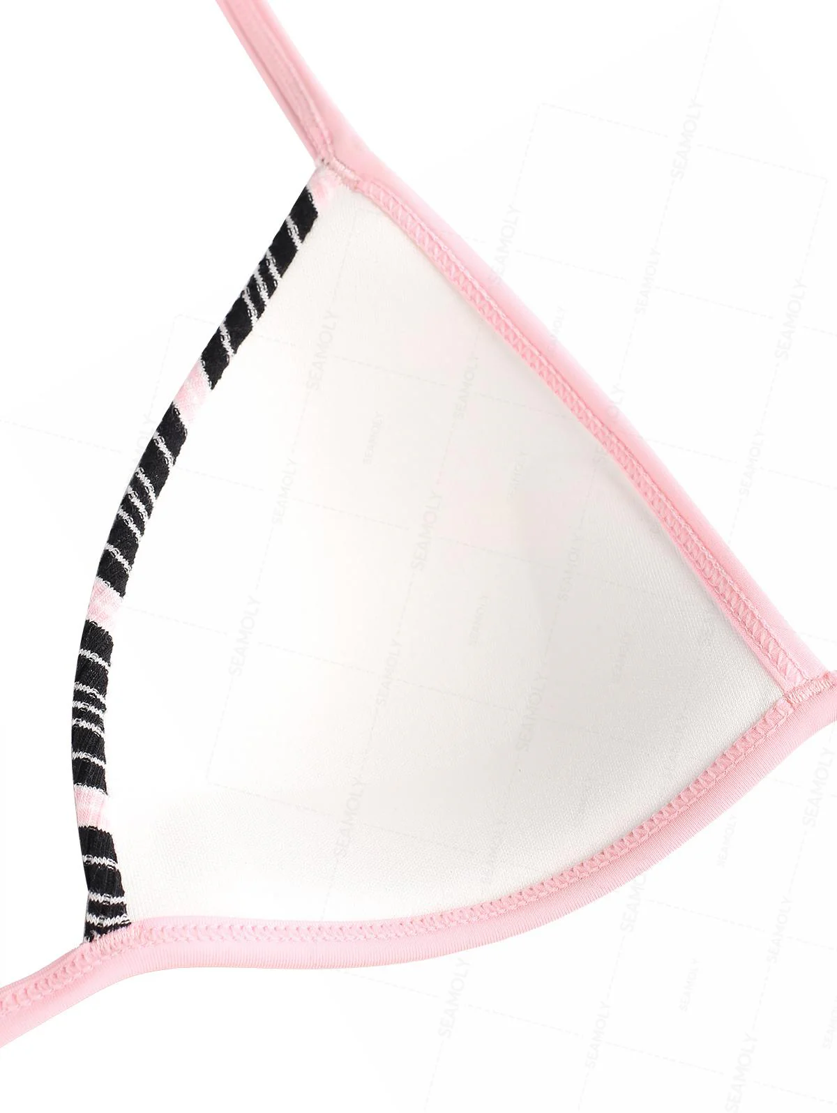 Seamolly Y2K Striped Ribbed Push Up Top & Fold Over Cheeky Boyshorts Bikini Set - Image 4