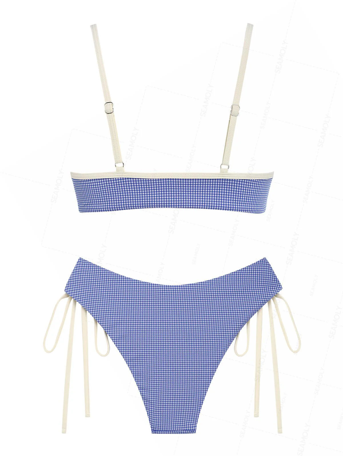 Seamolly Plaid O Ring Cinched Tie Side Hipster Bikini Set - Image 2