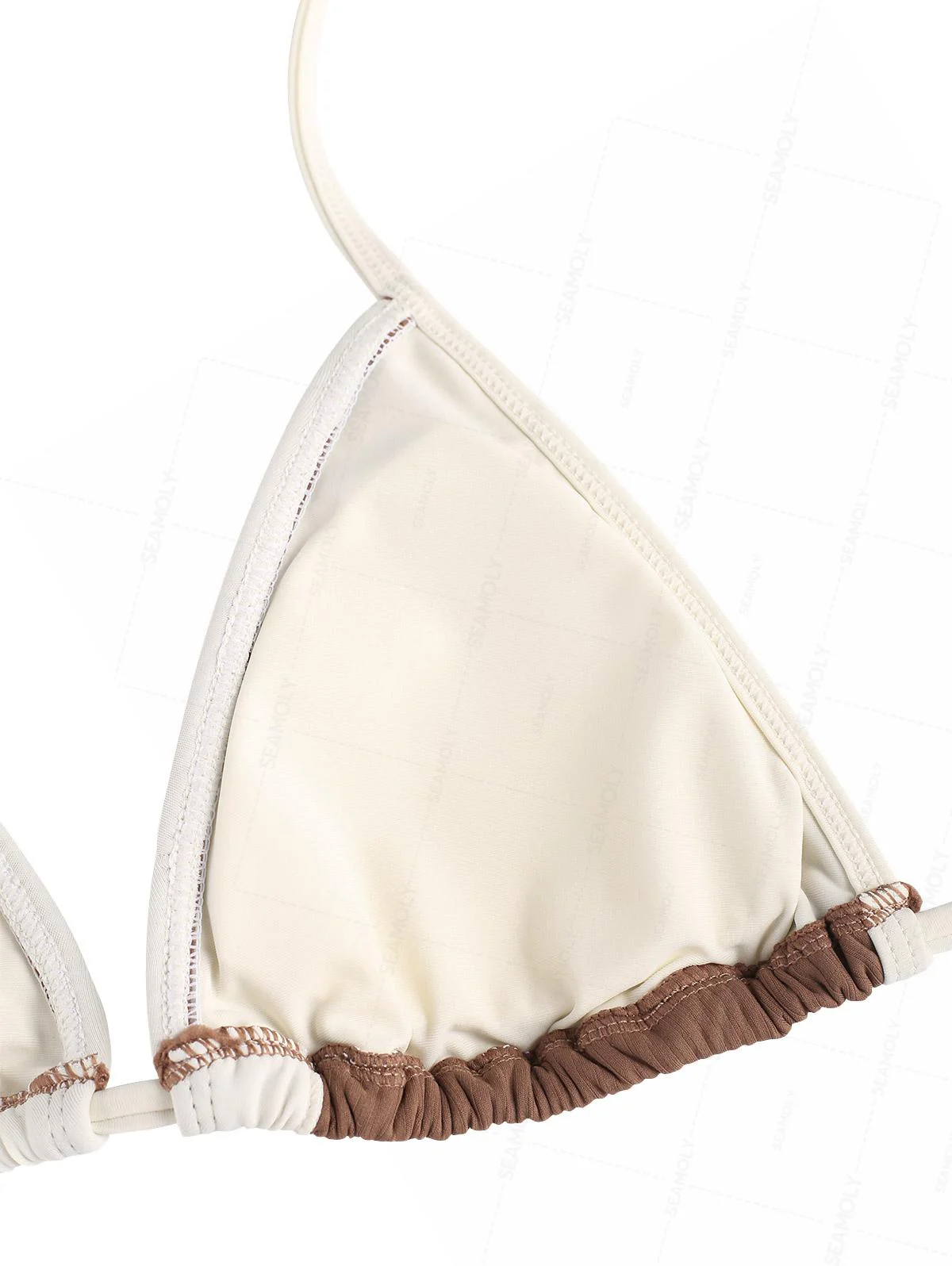 Seamolly Ribbed Ruffles Trim Halter Triangle Boyshorts Bikini Set - Image 4