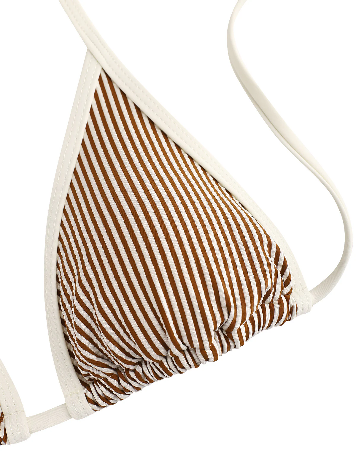 Seamolly Contrast Binding Striped Layered Peplum Halter Triangle Skirtini Bikini Set - Image 3