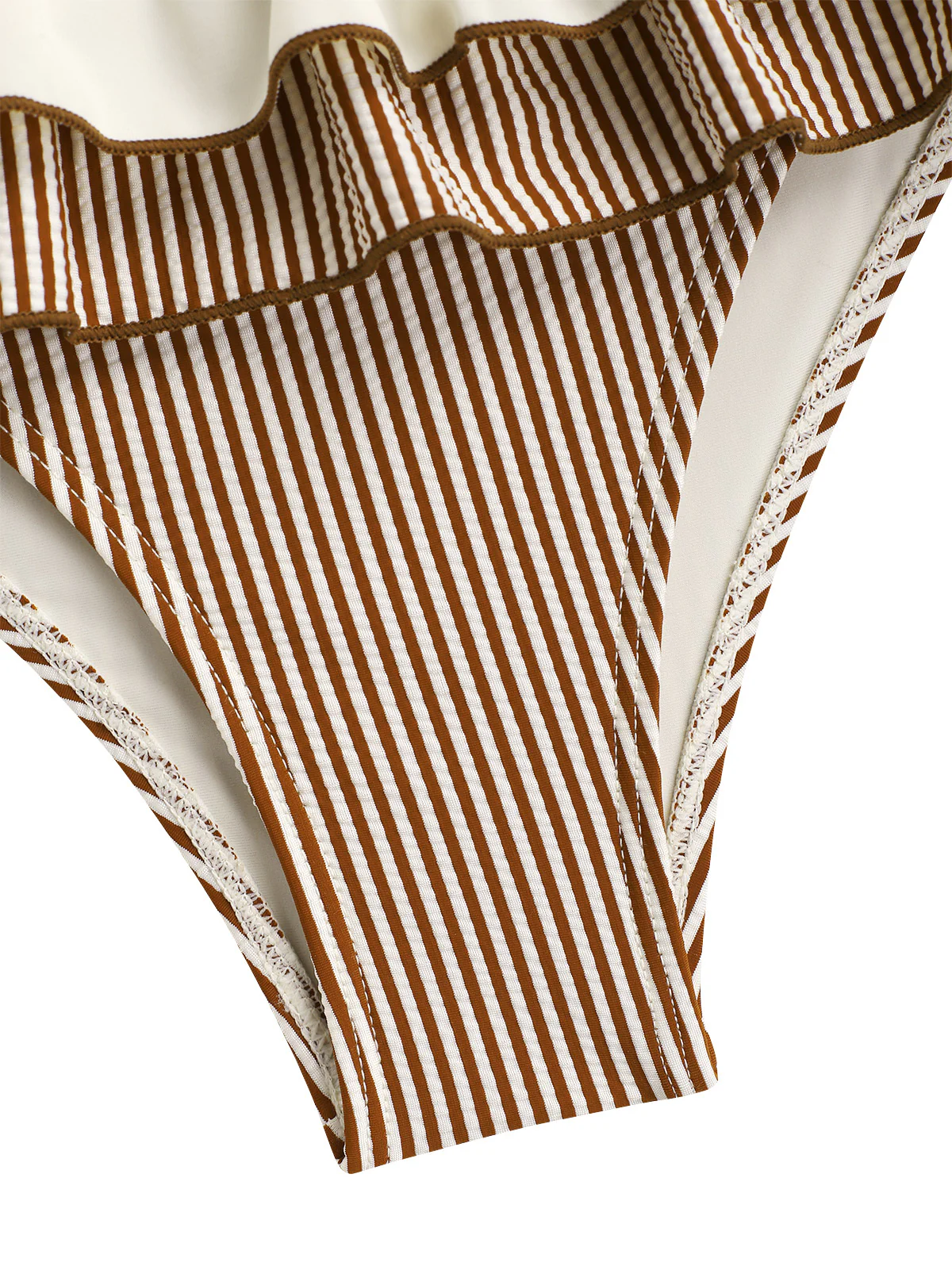 Seamolly Contrast Binding Striped Layered Peplum Halter Triangle Skirtini Bikini Set - Image 6