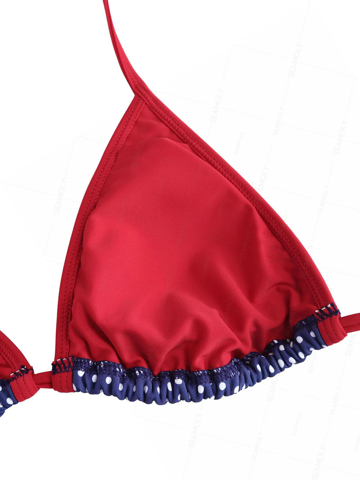 Seamolly Polka Dot Print Contrast Binding Smocked Ruffles Skirtini Bikini Set for 4th of July - Image 4