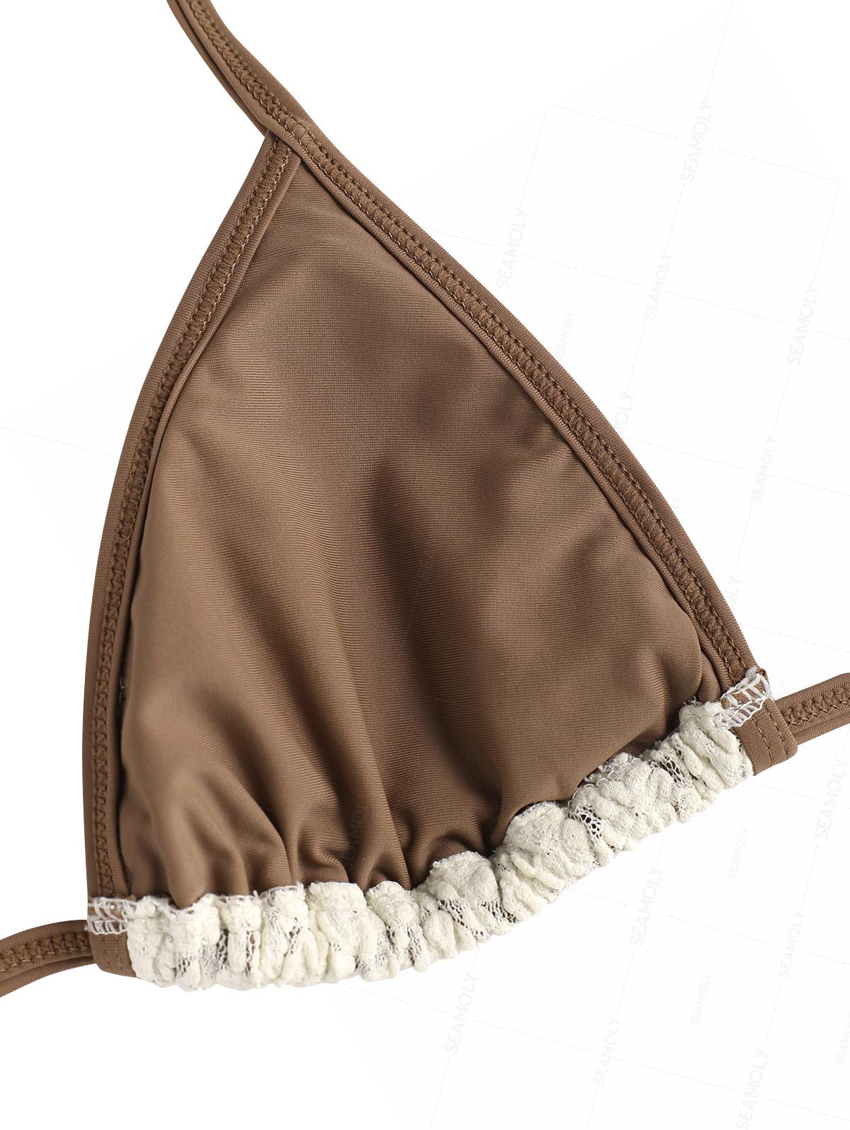 Seamolly Contrast Binding Lace Cutout Tied Side Boyshorts Bikini Set - Image 7