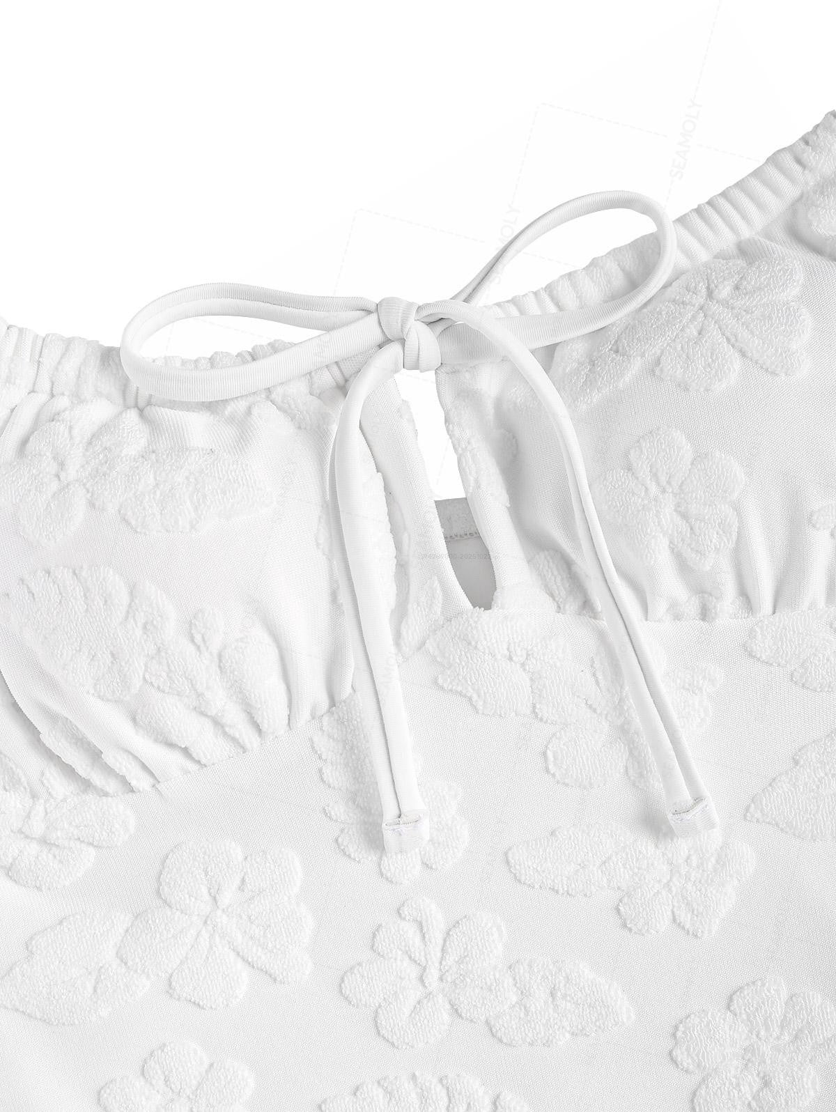 SeamollyTerry jacquard Tie Front One-piece Swimsuit - Image 3