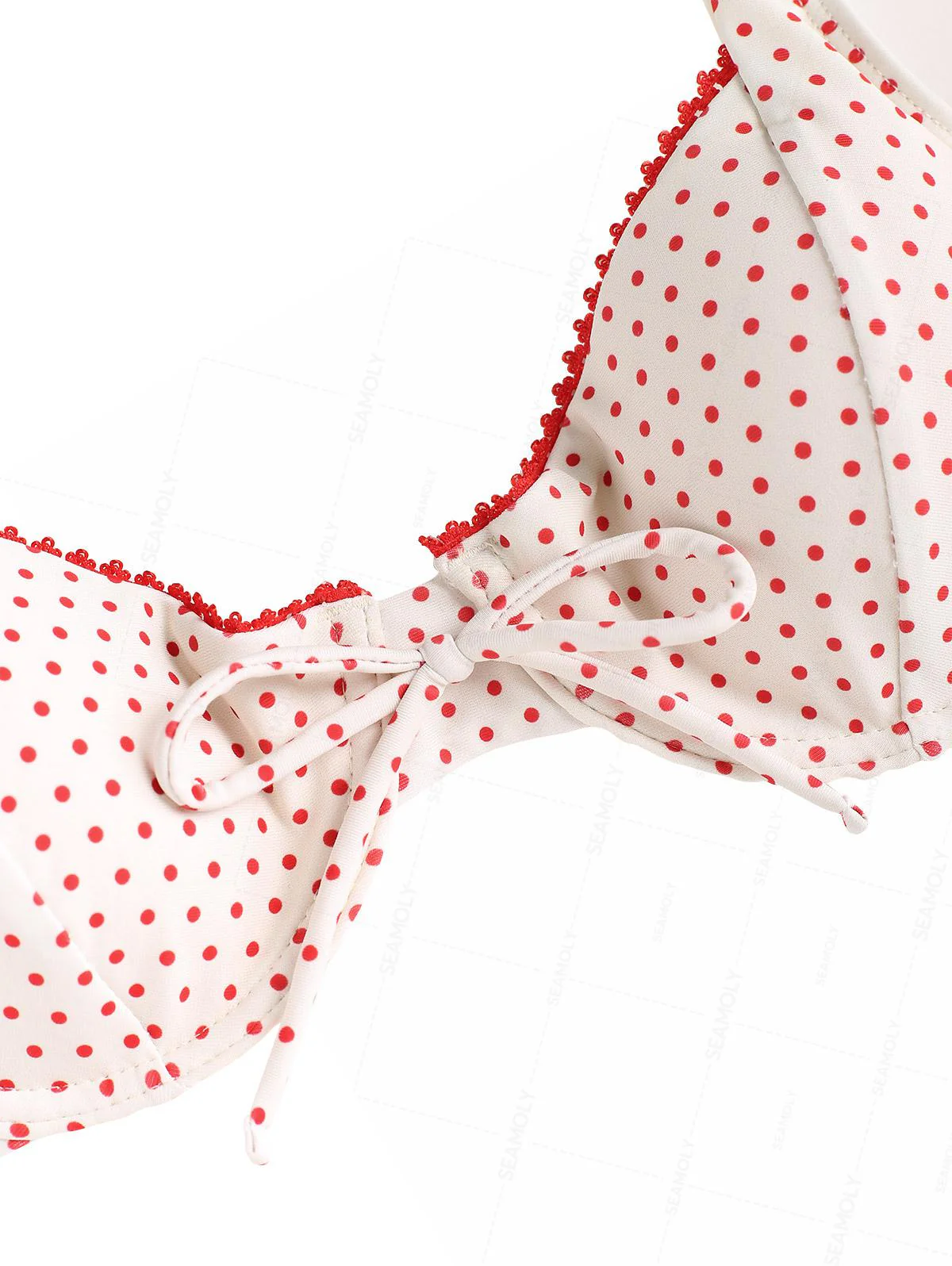 Seamolly Polka Dot Lace Bowknot Underwire Balconette Bikini Set - Image 8