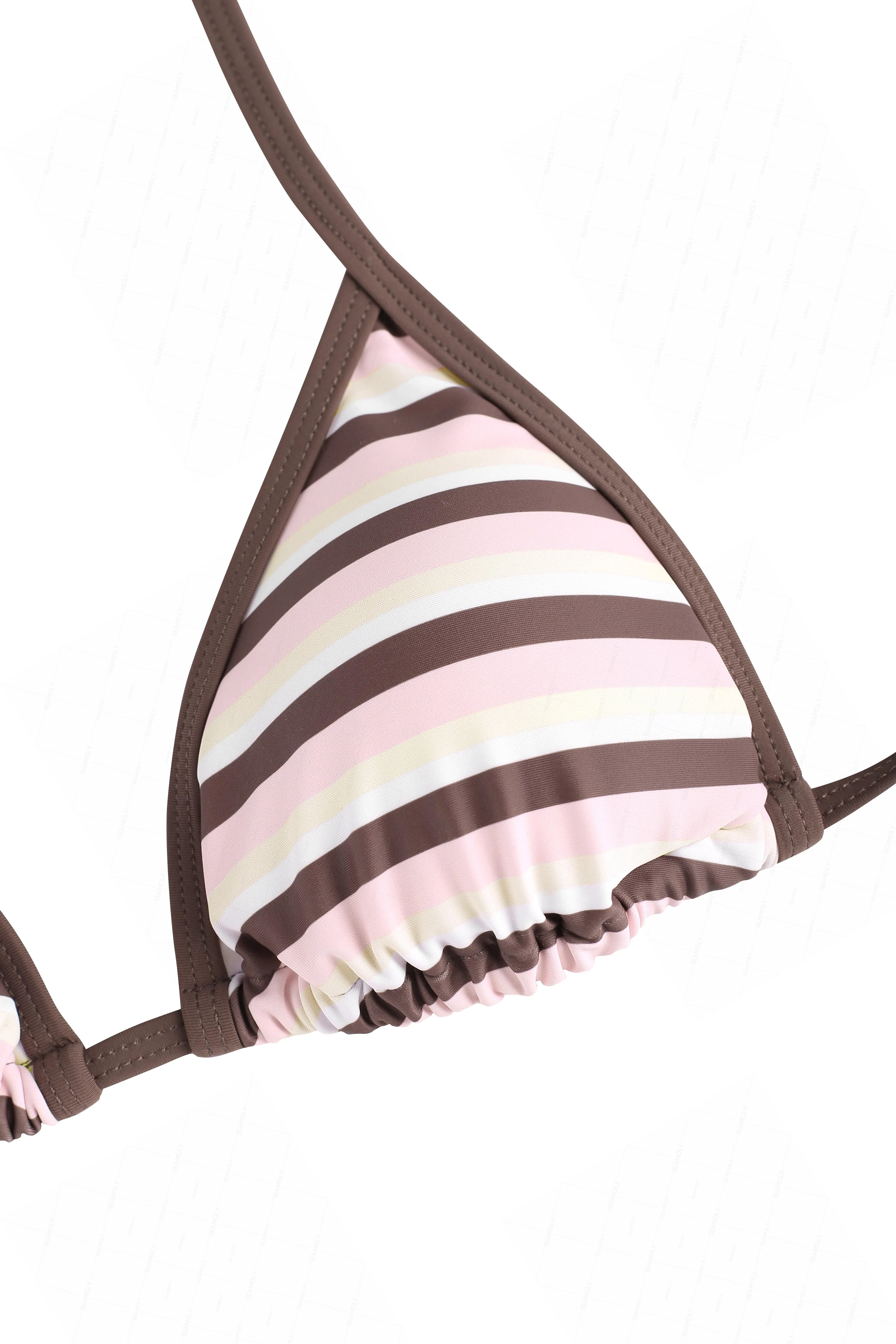 Seamolly Colorblock Striped Halter Triangle Boyshorts Bikini Set - Image 6