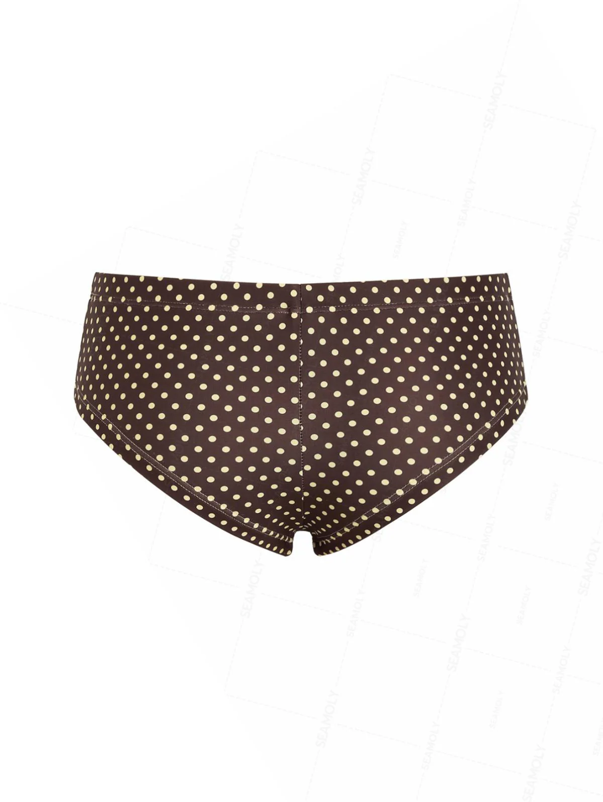 Seamolly Polka Dot Print Bowknot Bikini Bottom Cheeky Swim Boyshorts - Image 2
