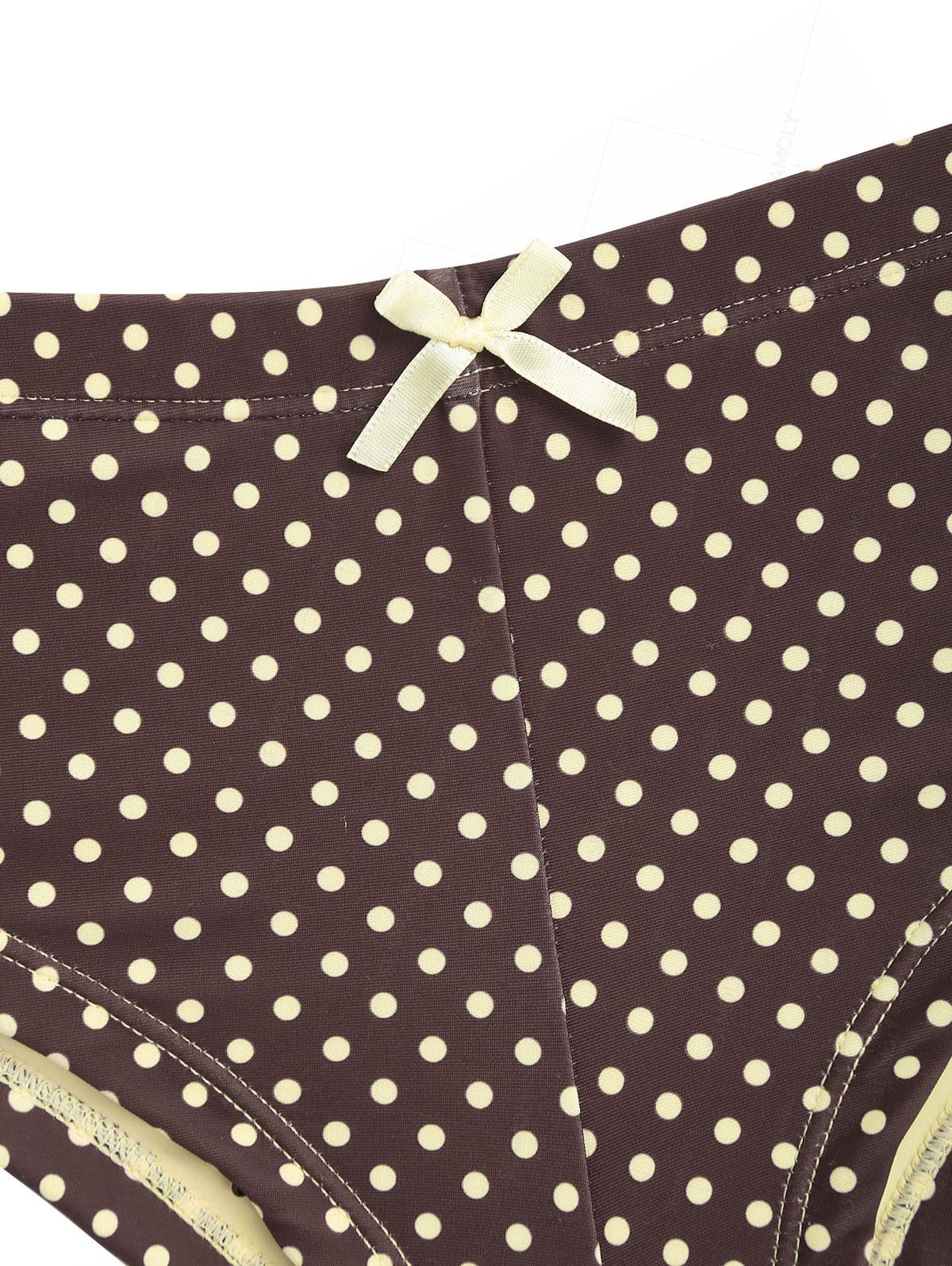 Seamolly Polka Dot Print Bowknot Bikini Bottom Cheeky Swim Boyshorts - Image 3