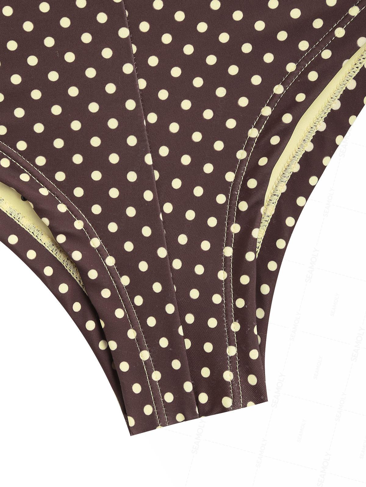 Seamolly Polka Dot Print Bowknot Bikini Bottom Cheeky Swim Boyshorts - Image 4