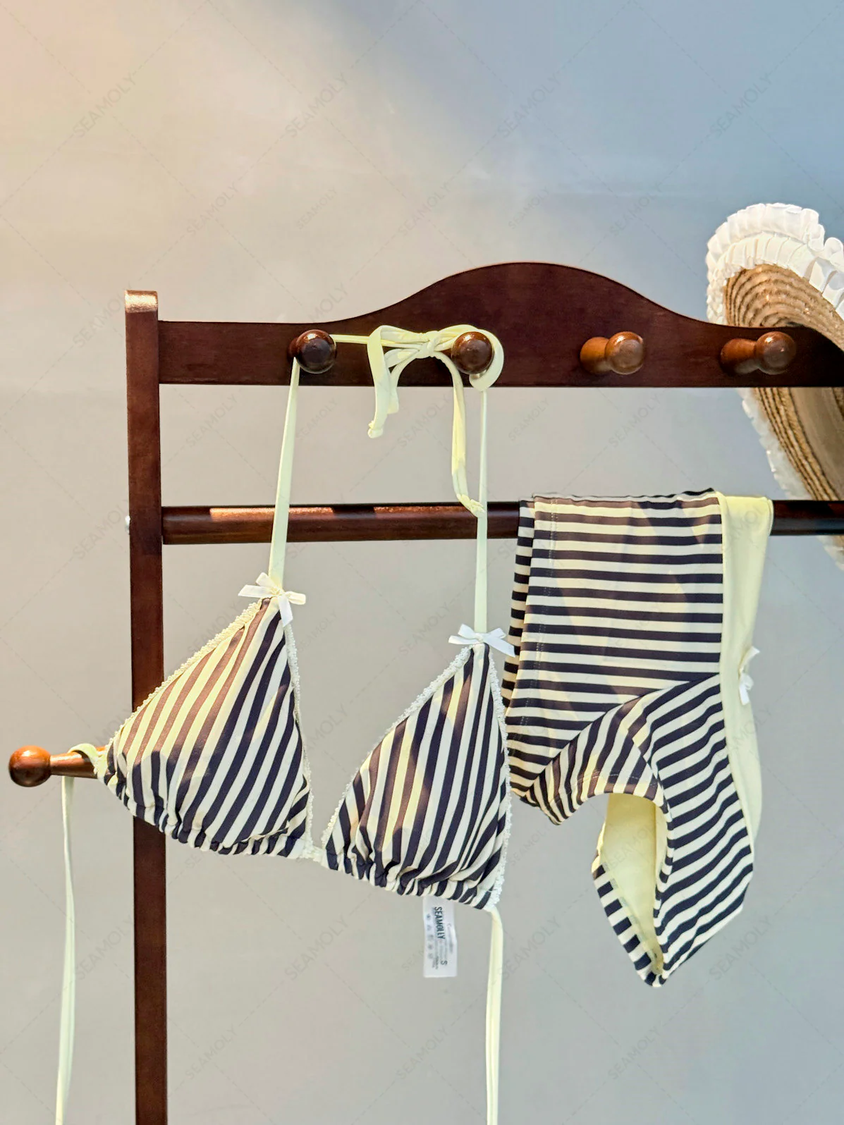 Seamolly Striped Bowknot Bikini Bottom Cheeky Swim Boyshorts - Image 3