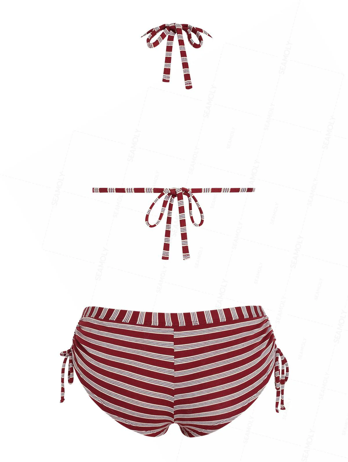 Seamolly Y2K Striped Triangle Push Up Top & Cheeky Boyshorts Bikini Set Beachwear - Image 6