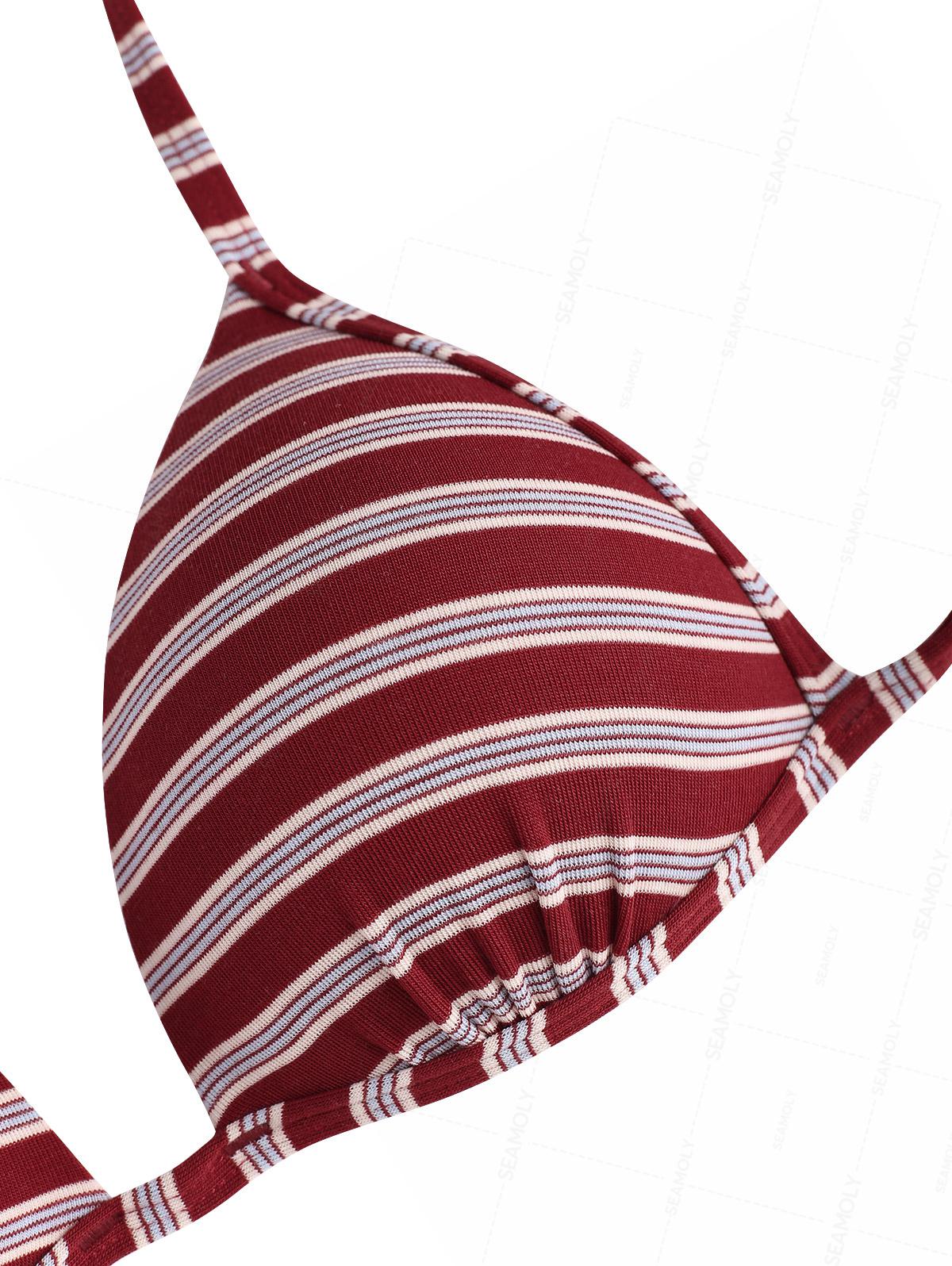 Seamolly Y2K Striped Triangle Push Up Top & Cheeky Boyshorts Bikini Set Beachwear - Image 7