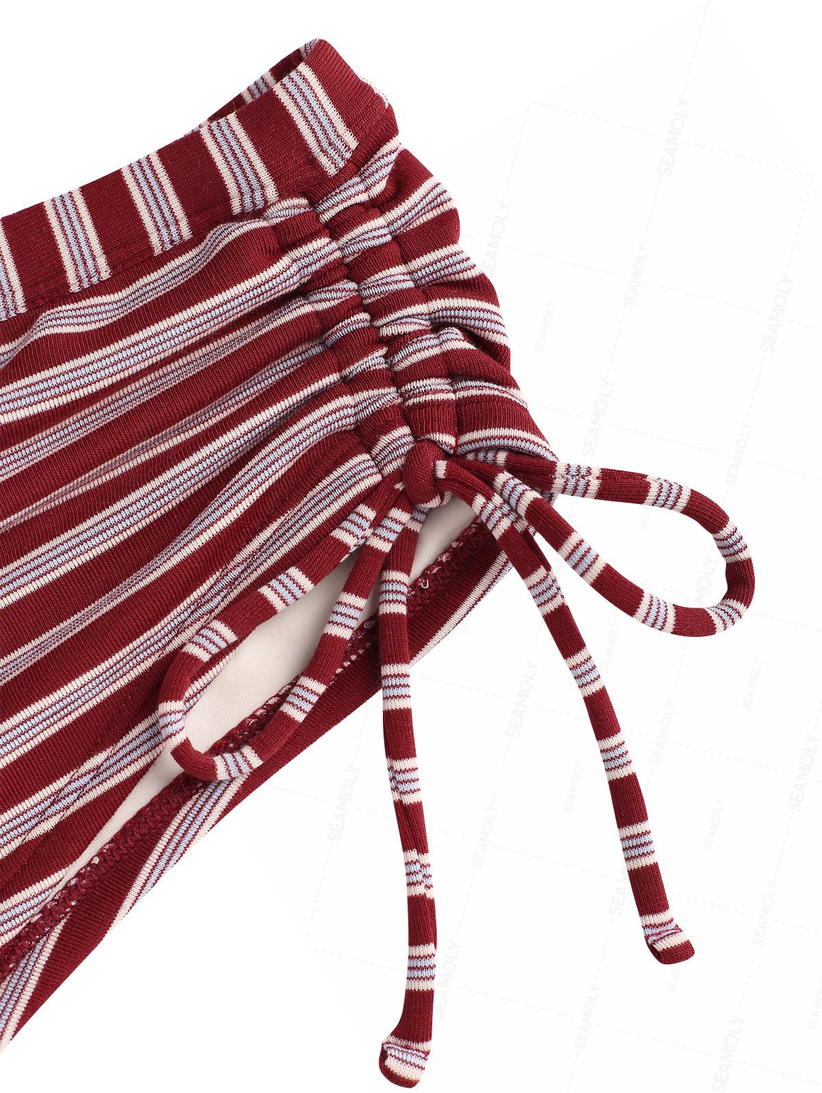 Seamolly Y2K Striped Triangle Push Up Top & Cheeky Boyshorts Bikini Set Beachwear - Image 9
