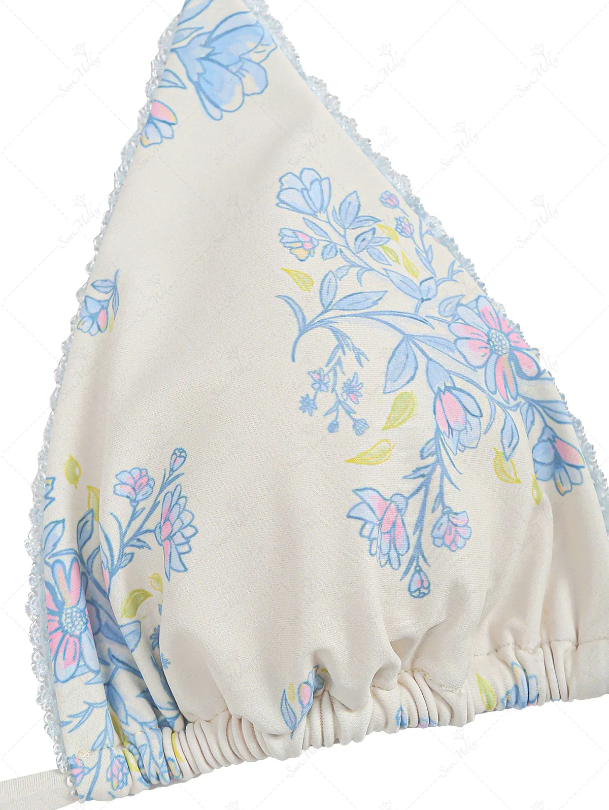Seamolly Vintage Tiny Blue Floral Bow Tie Triangle Tanga Bikini Set - Image 12