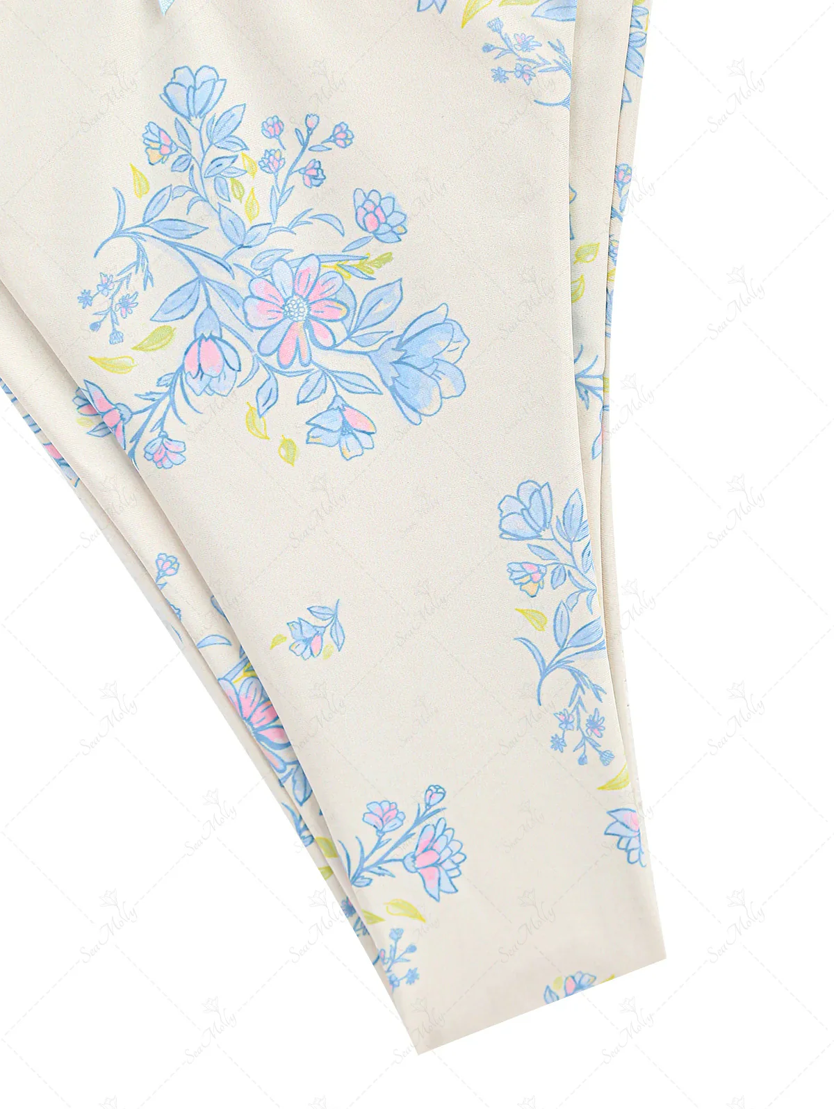 Seamolly Vintage Tiny Blue Floral Bow Tie Triangle Tanga Bikini Set - Image 13