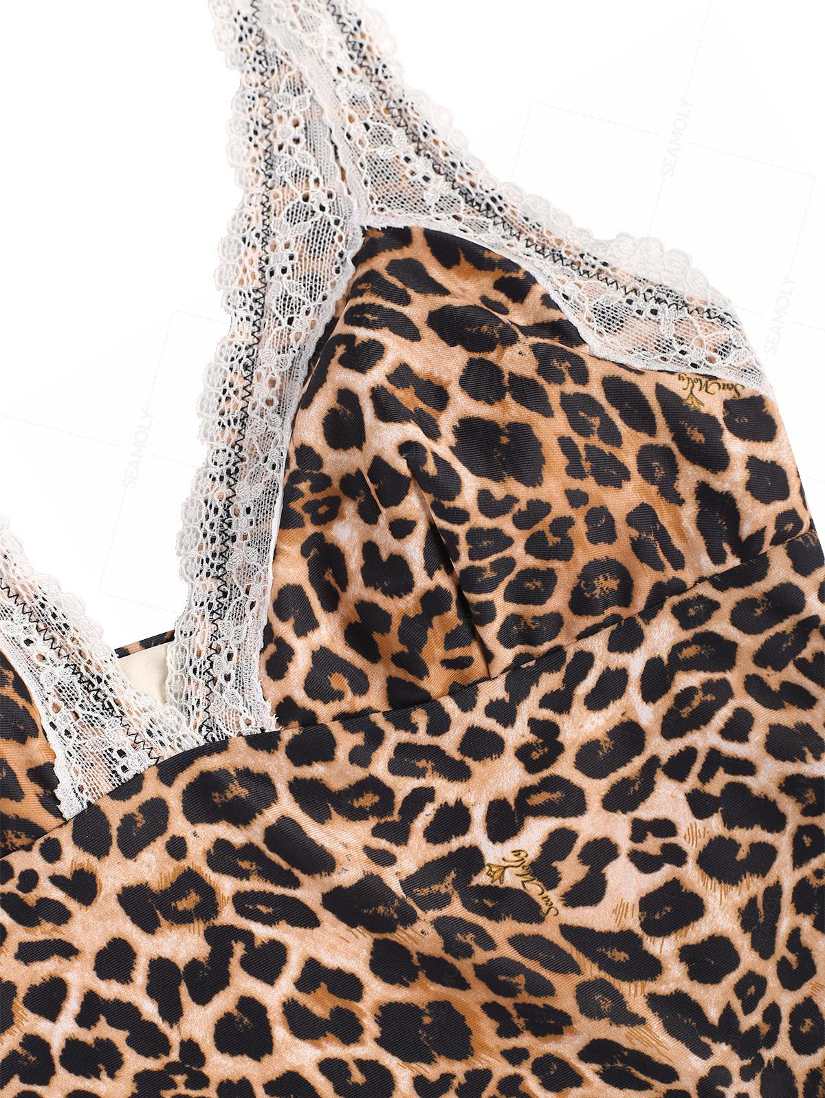 Seamolly Leopard Lace Halter Tied Tank Top & Hipster Bottom Tankini Set - Image 8